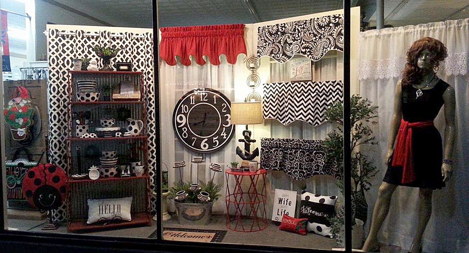 Front Window Display- Black, White, and Red