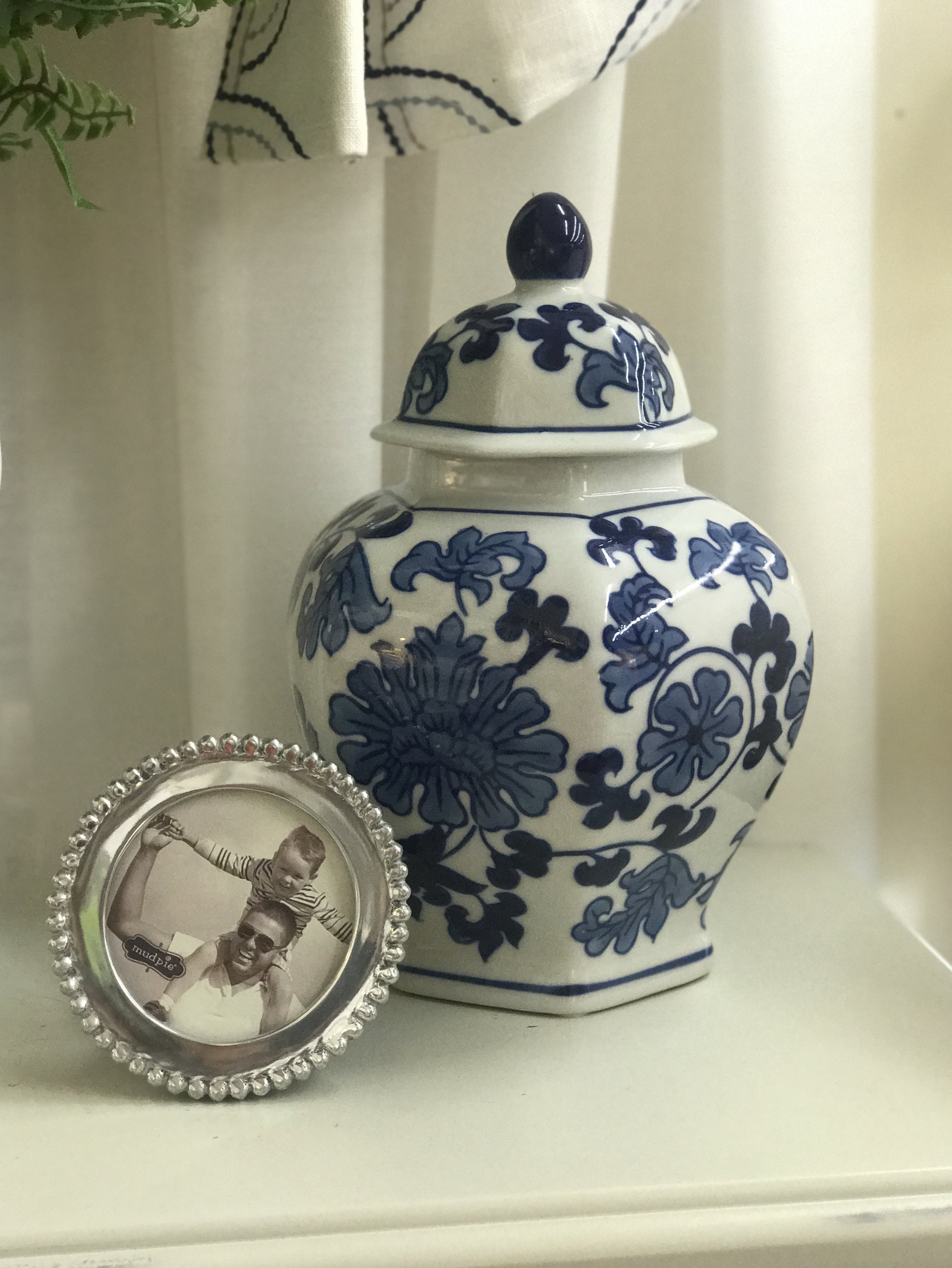 Blue and White Vase with Lid