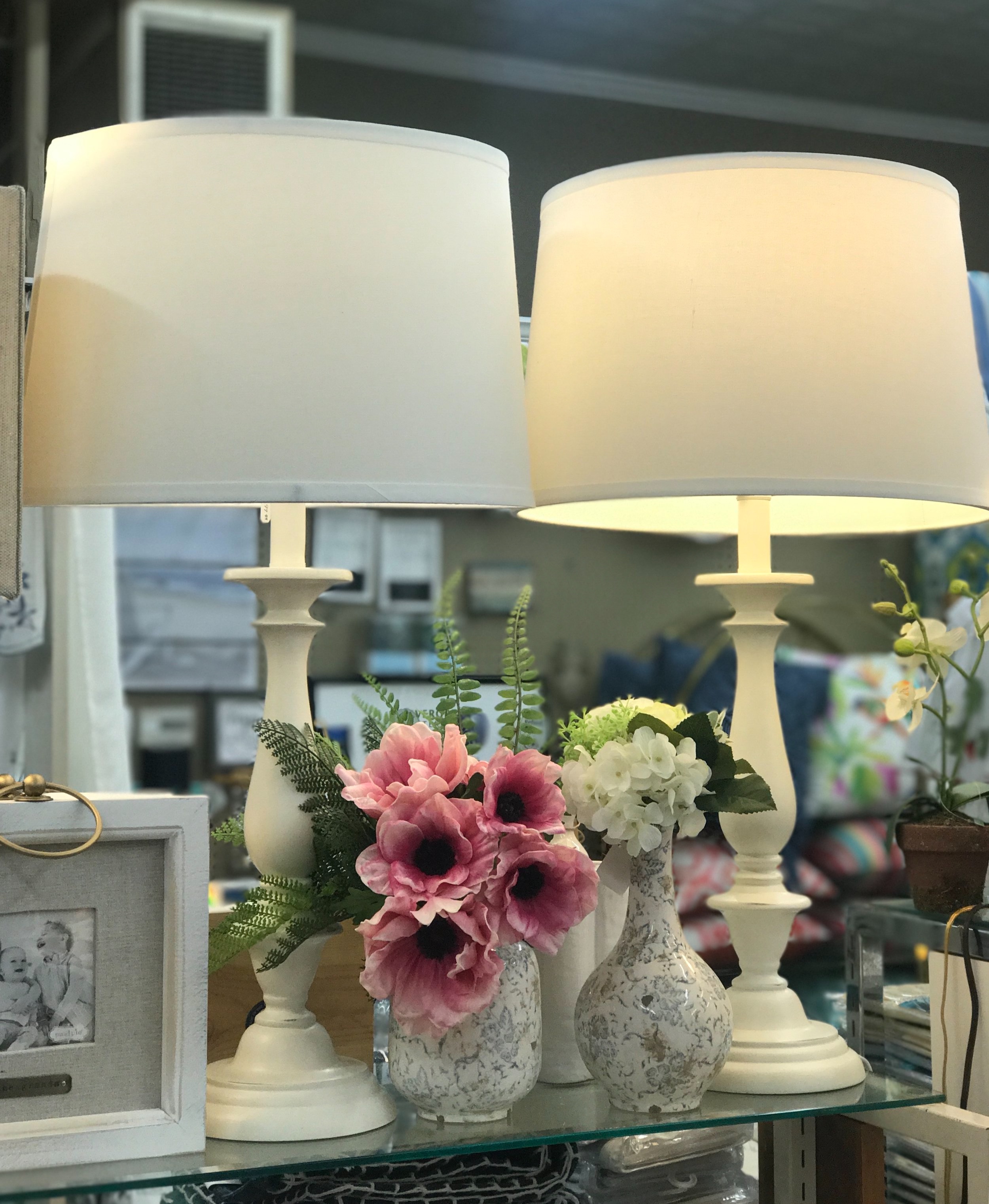 White Lamps and Florals