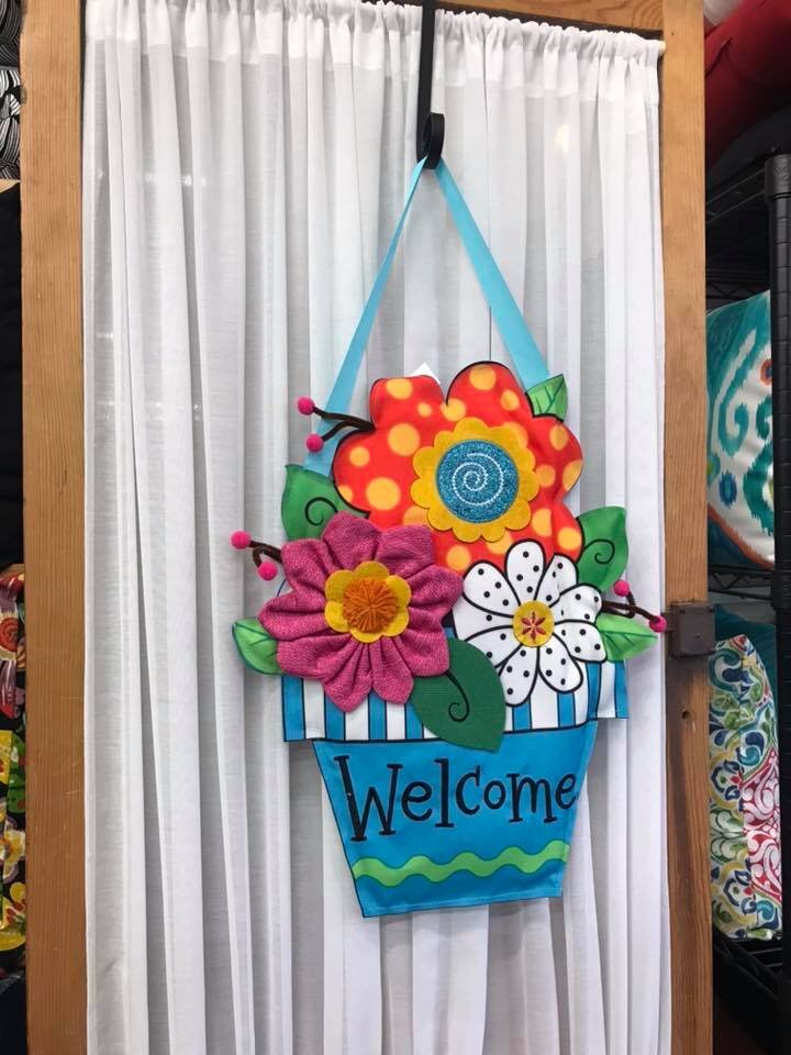 Welcome Flowers Door Decor