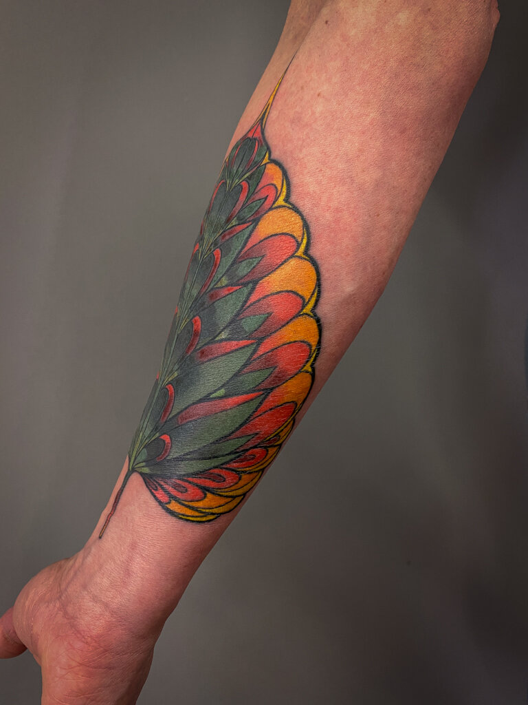 Bodhi leaf color tattoo 1