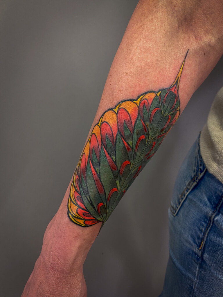 Bodhi leaf color tattoo 2