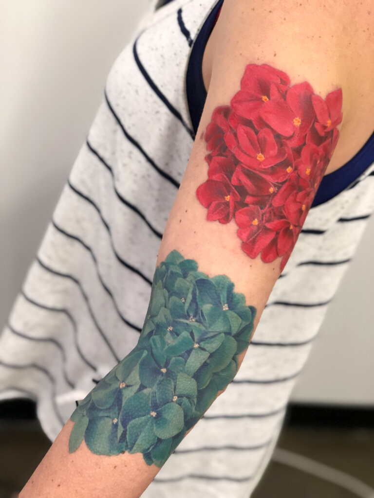 realistic flower tattoo sleeve 5
