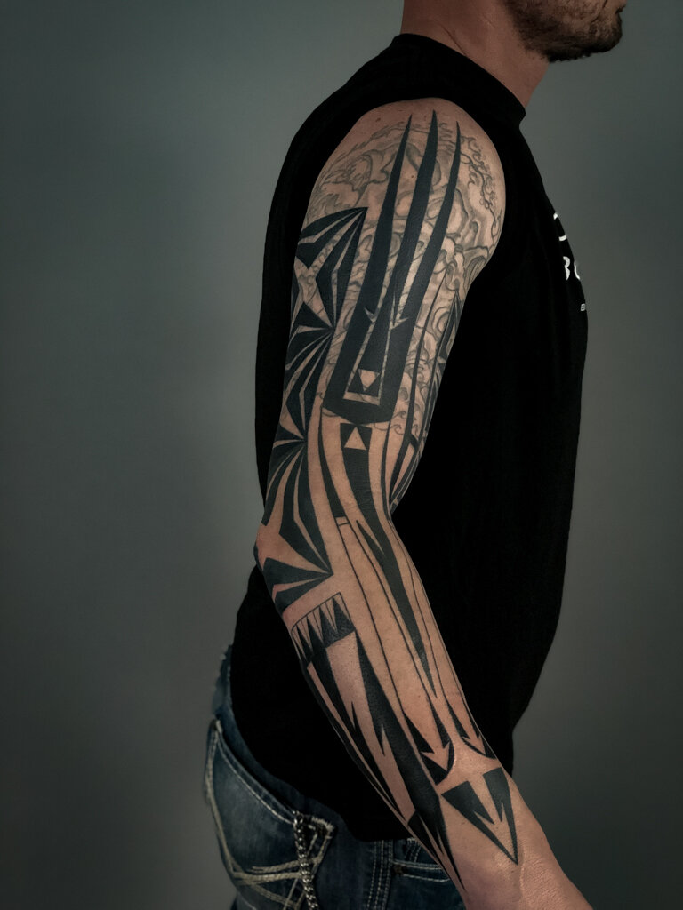 chippewa tribal sleeve tattoo 1