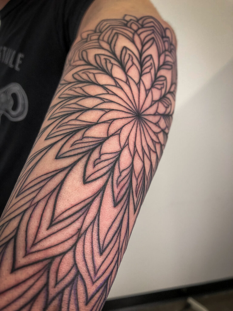 Floral Geometric Mandala Forearm Tattoo 2