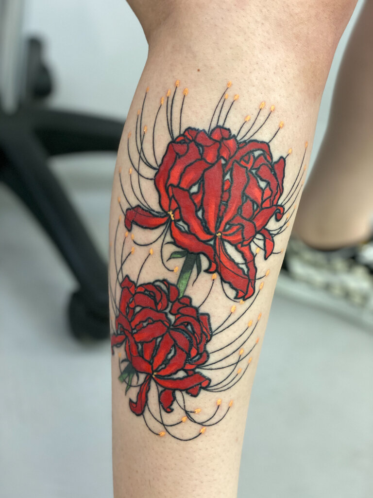 Floral Tattoo Art The Redhawk Studio Remy Robards Blackwork Linework Colorwork Houston Tattoo Artist