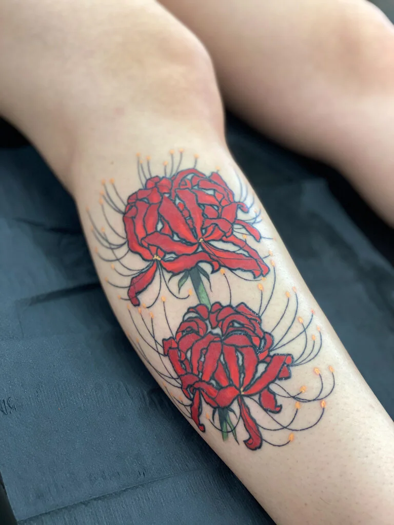 Floral Tattoo Art The Redhawk Studio Remy Robards Blackwork Linework Colorwork Houston Tattoo Artist