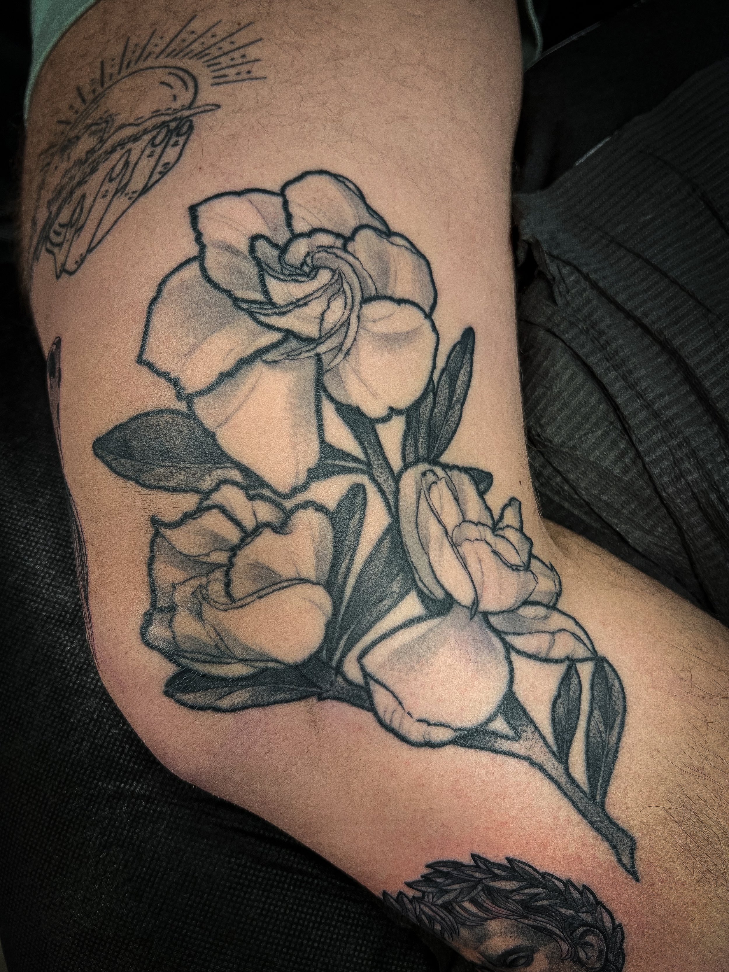 Blackwork Gardenia Tattoo 2