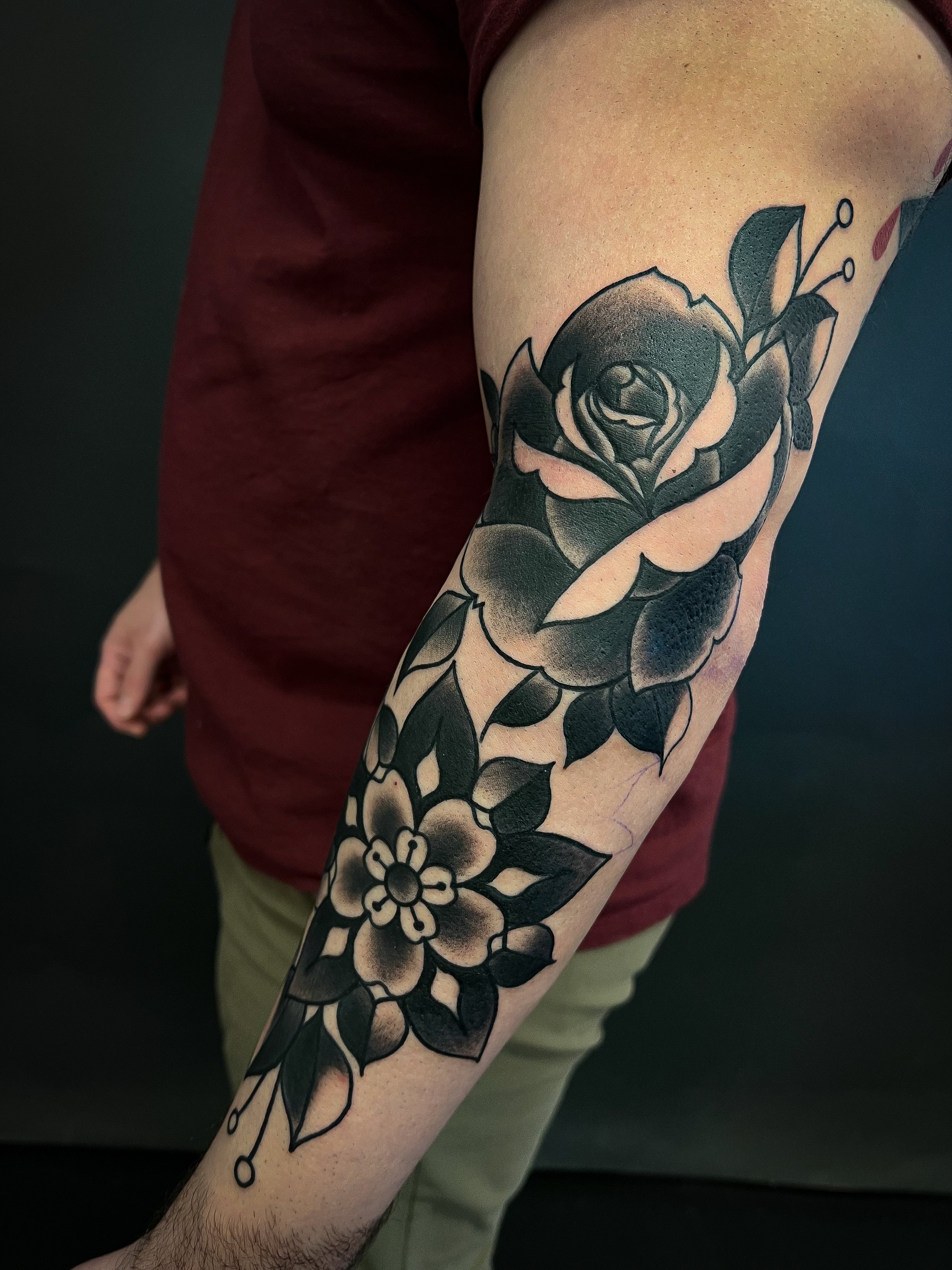 Traditional Rose Flower Tattoo 1