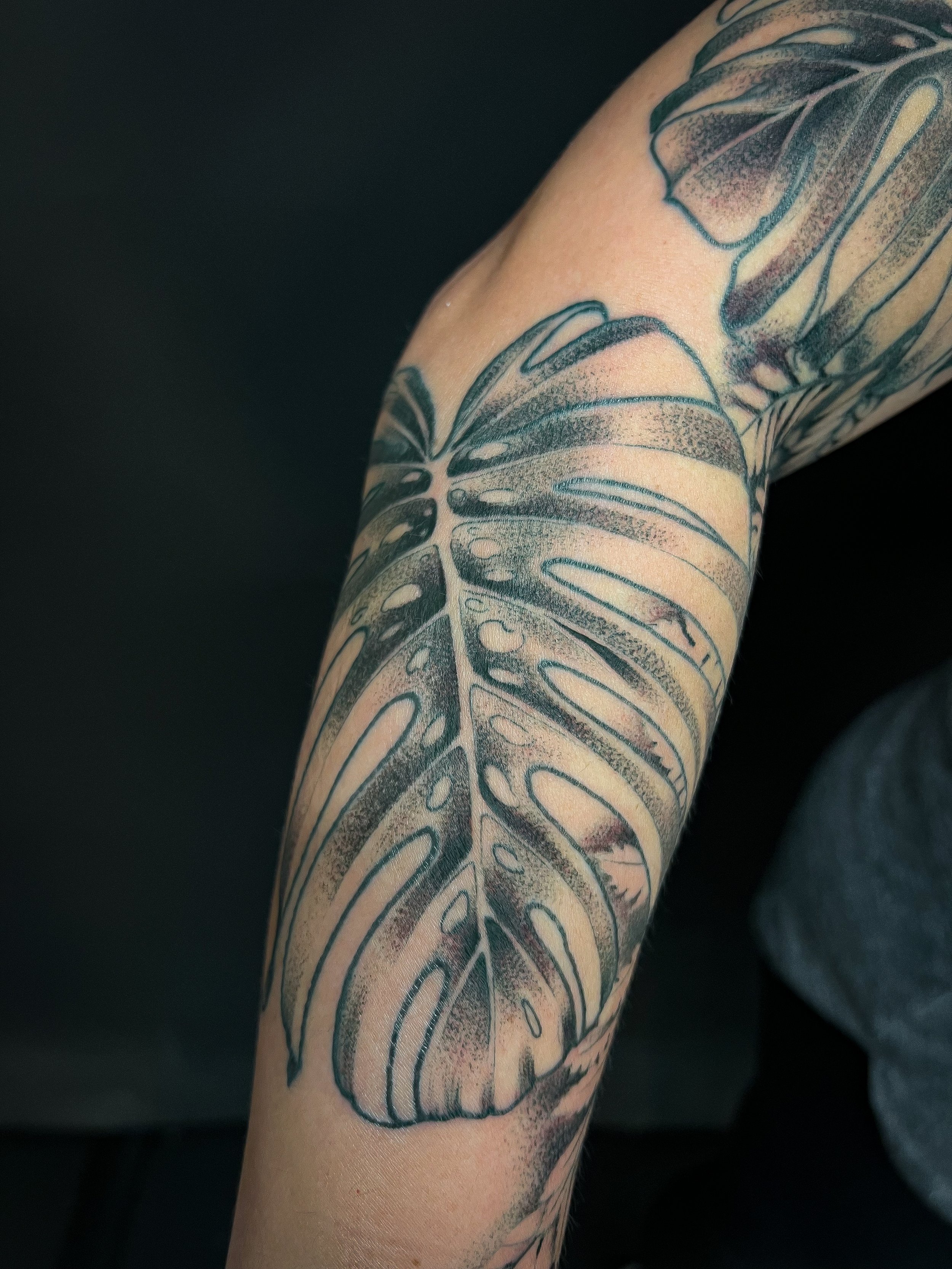 Green Monstera Tattoo 2