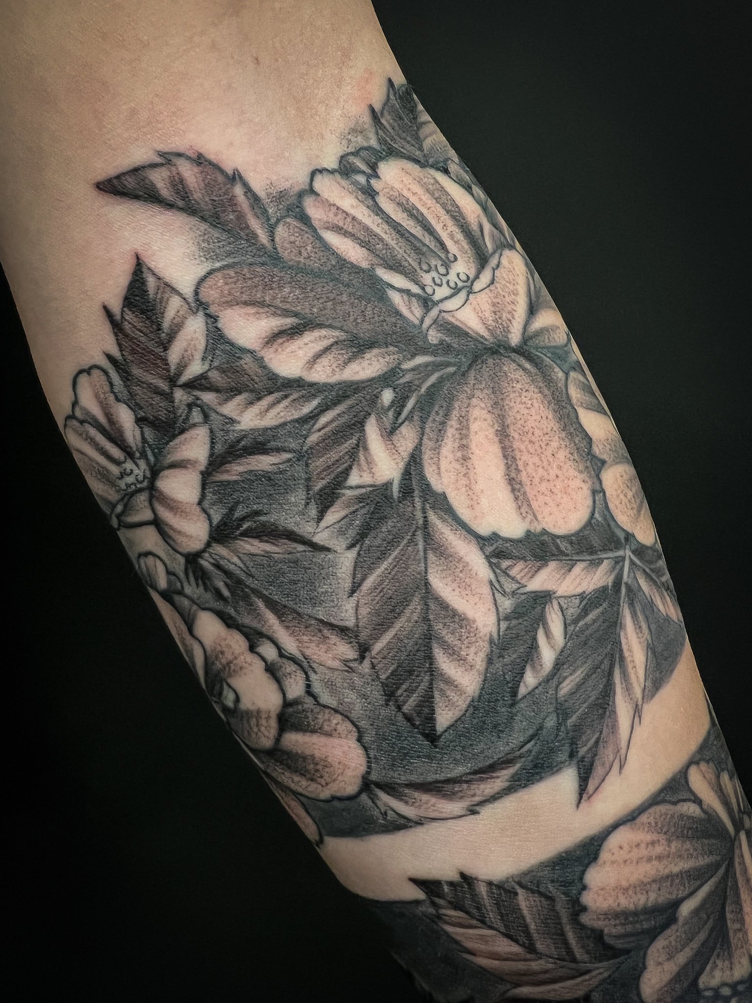 Blackwork Rose tattoo 4