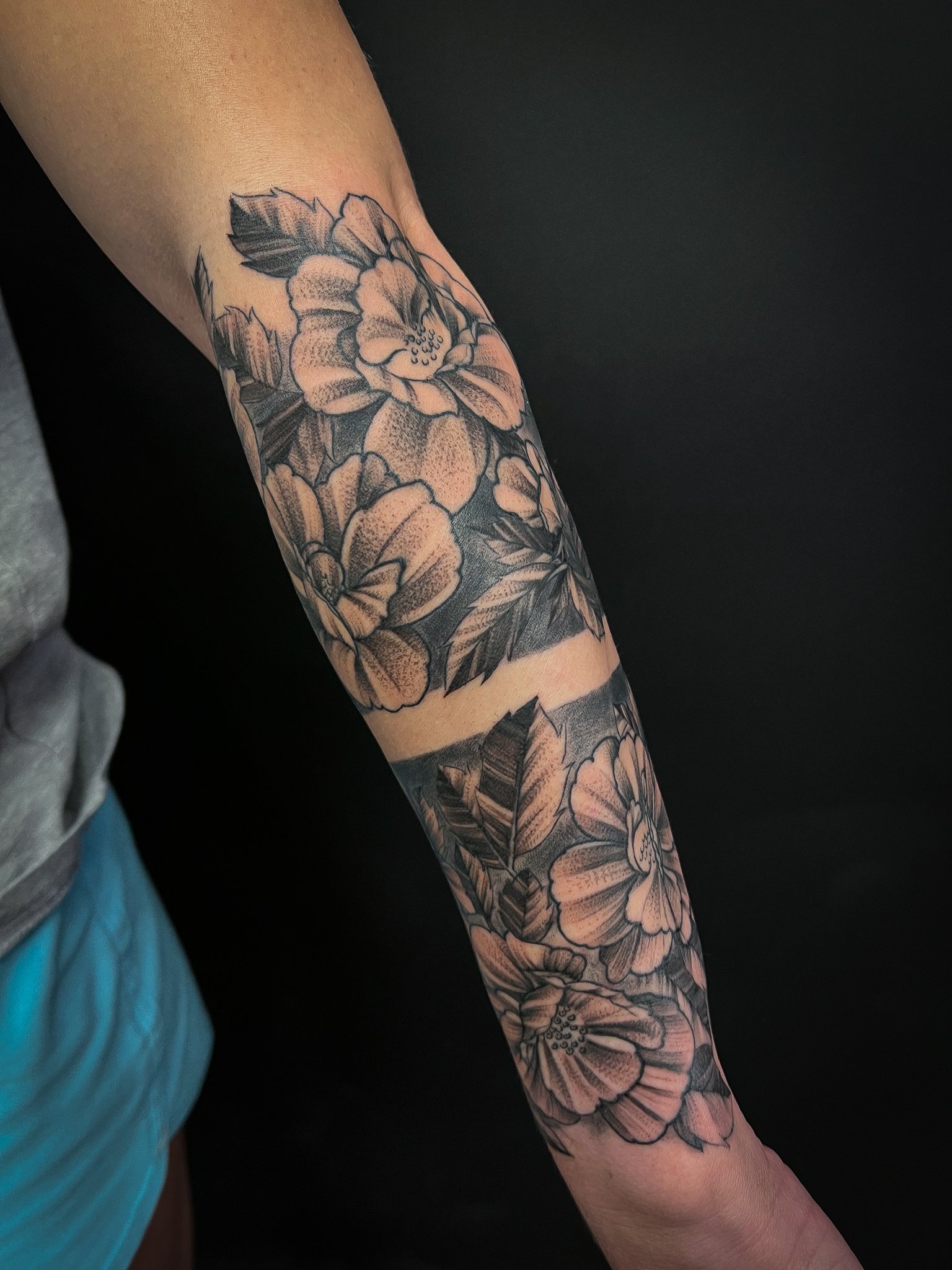 Blackwork Rose tattoo 2