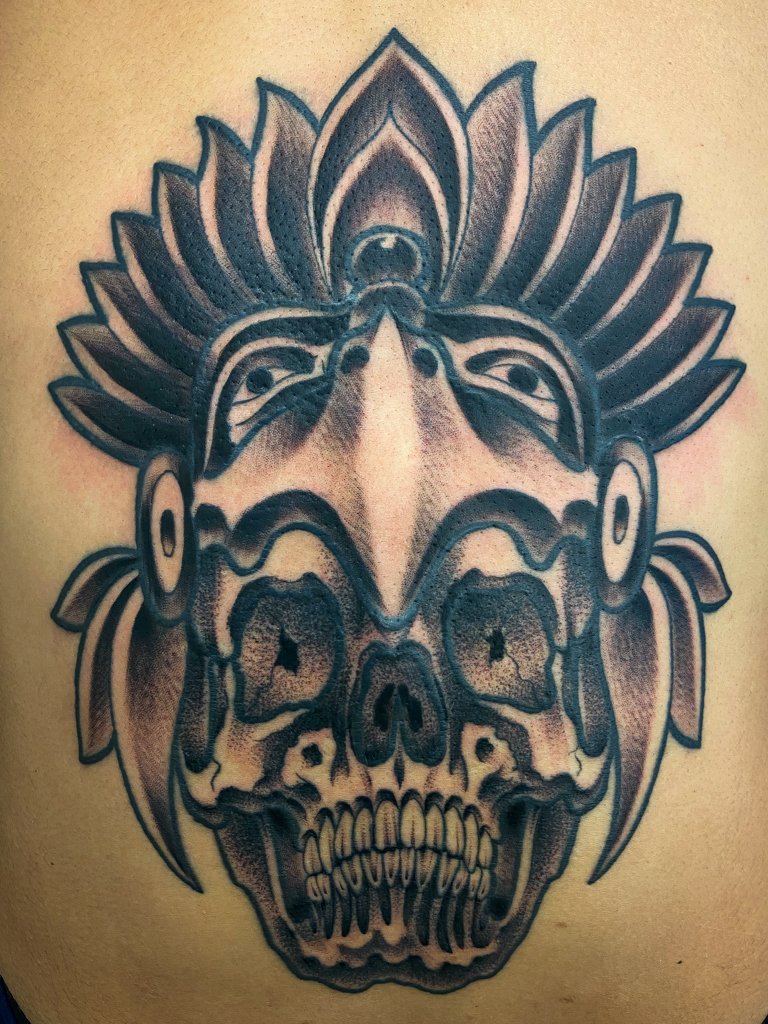 Aztec Blackwork Dotwork Skull