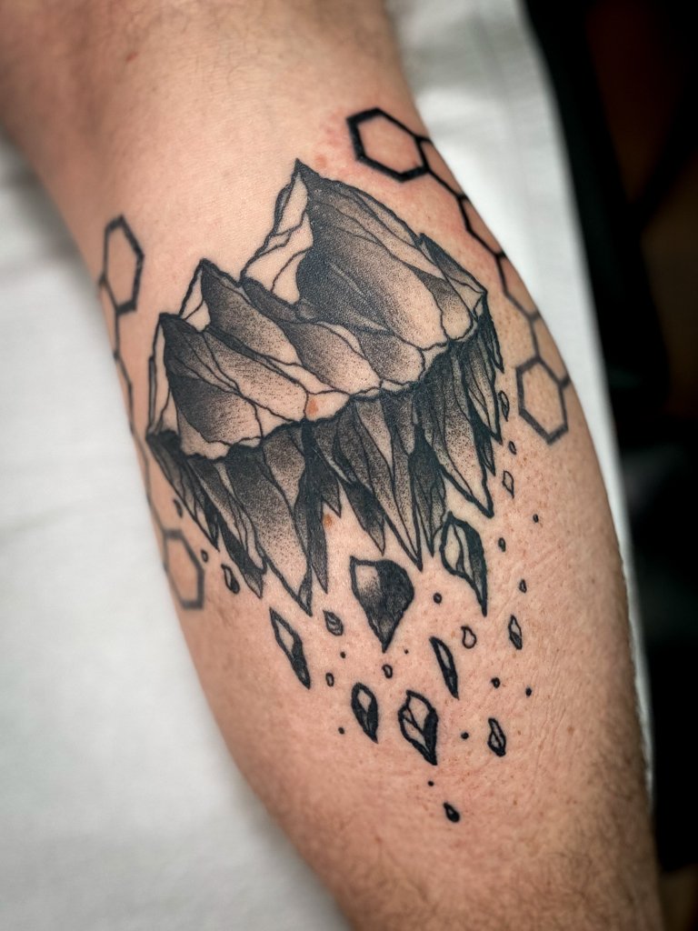 Blackwork Mountain Tattoo