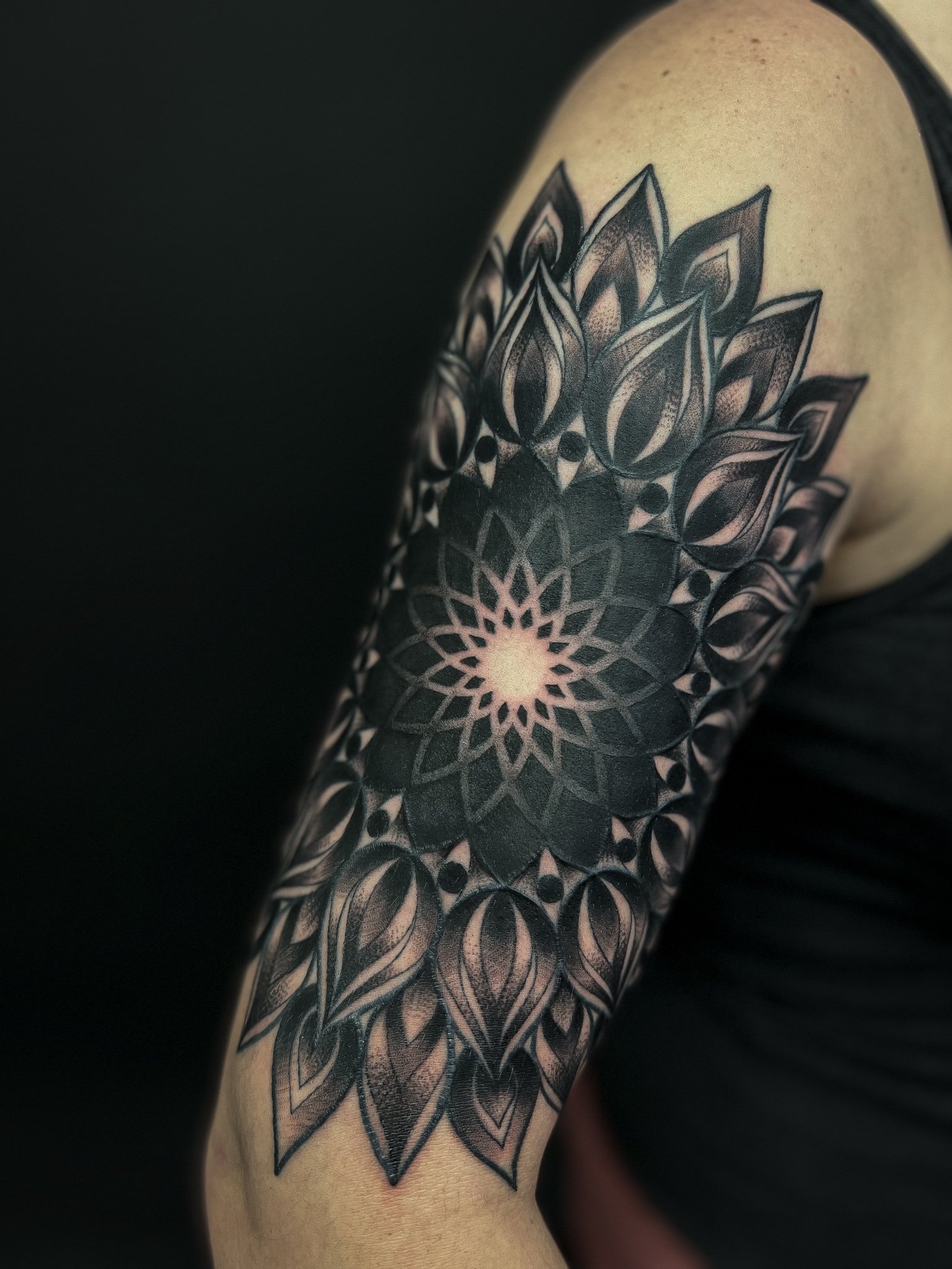 Floral Blackwork Mandala Geometric Halfsleeve