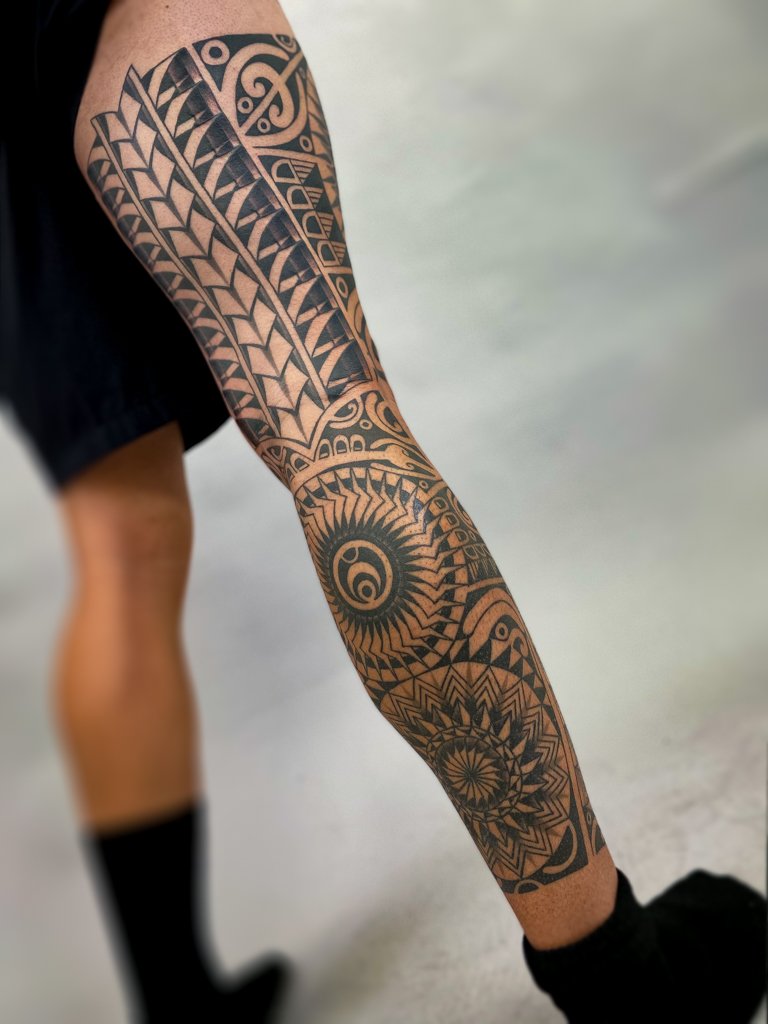 Polynesian Blackwork Geometric Tattoo