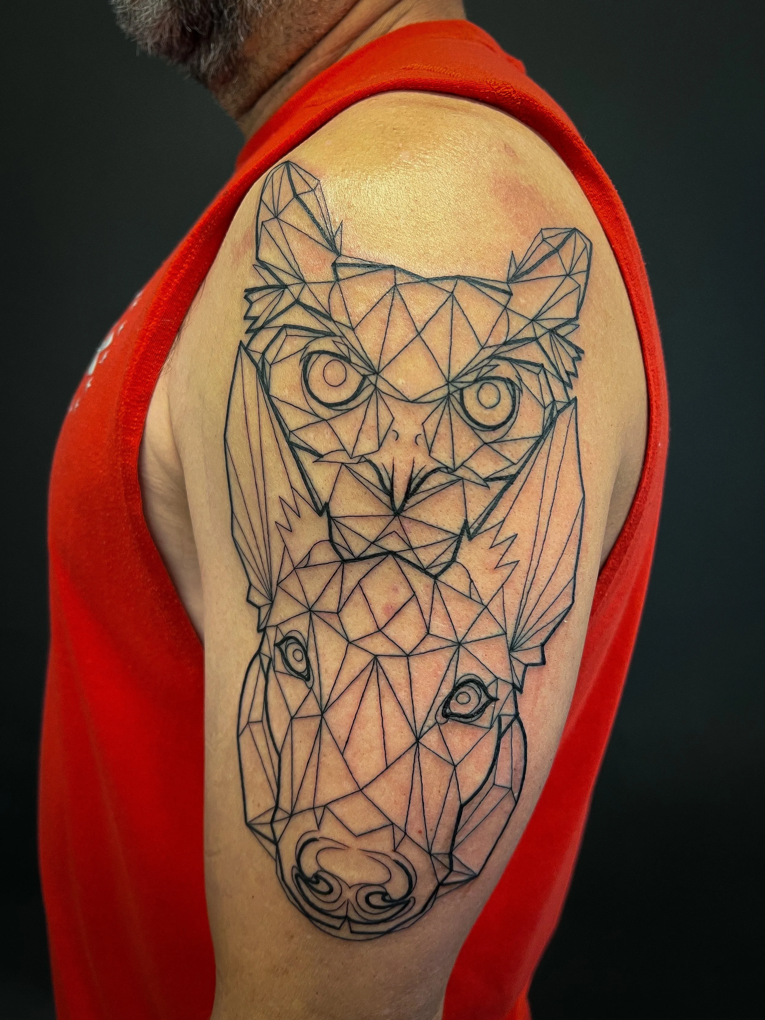 German shepherd dog and owl Shamanic Totem tattoo.jpg