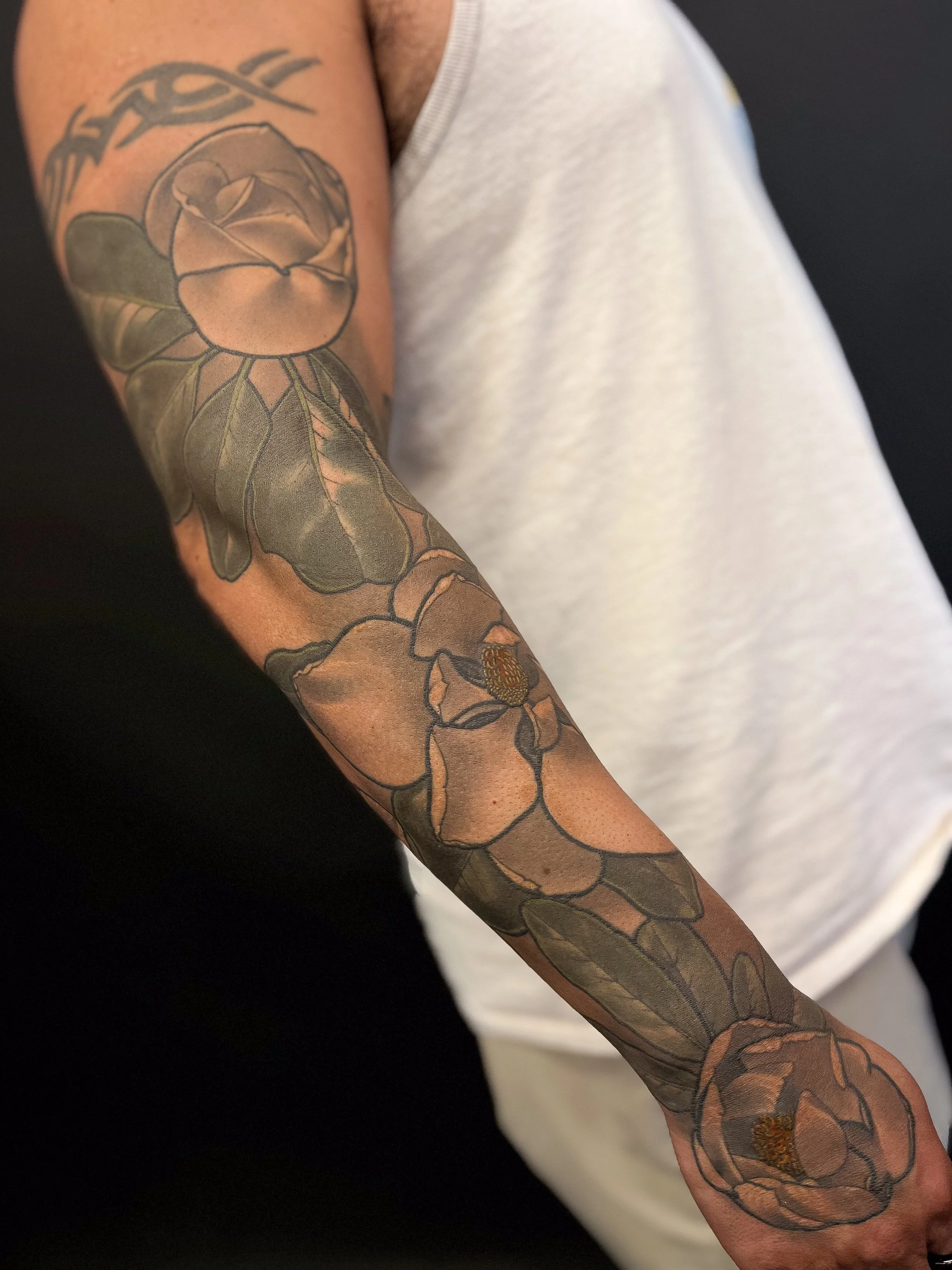 texas magnolia flower floral tattoo