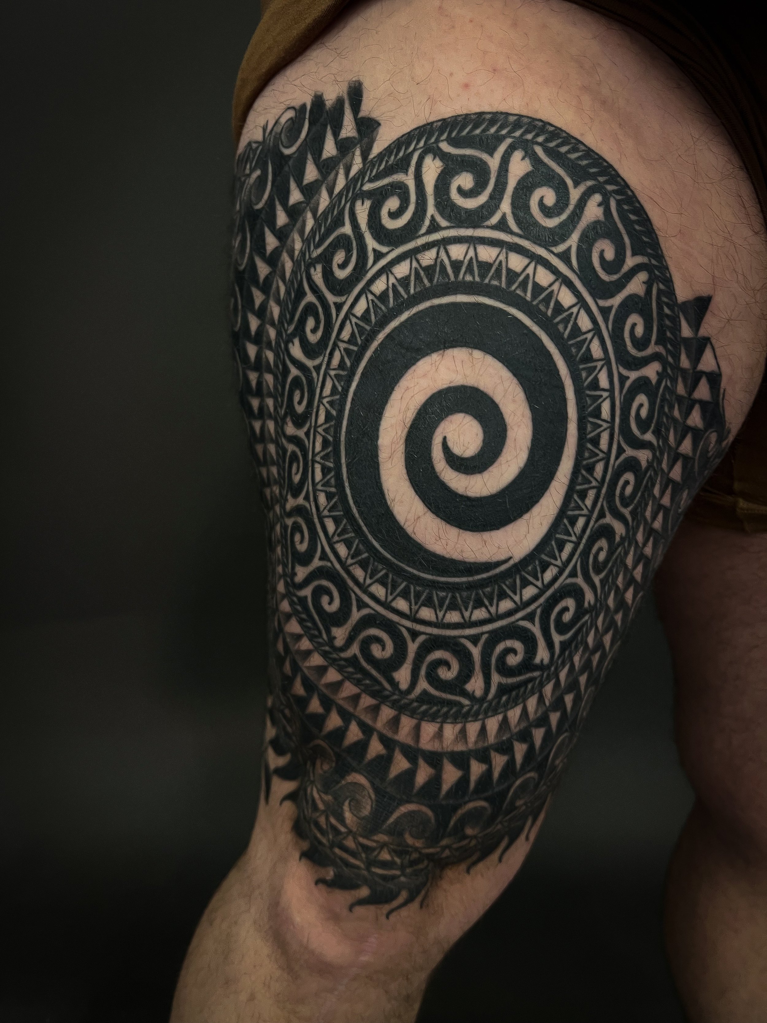 Shamanic blackwork totem fish hook waves shark teeth water thigh tattoo-4-2.jpg