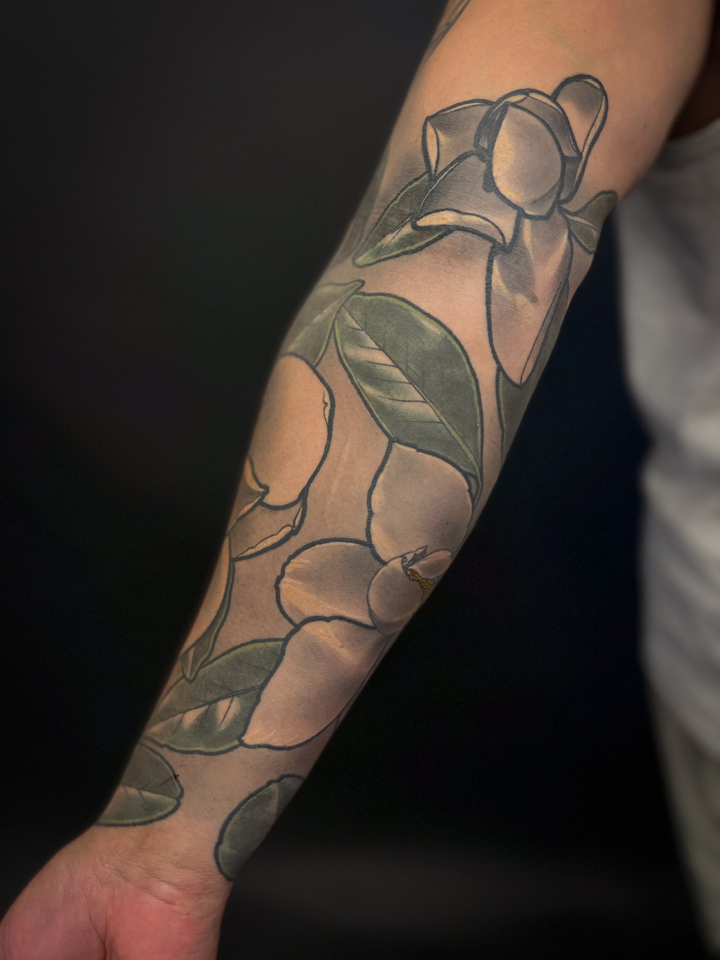 texas magnolia flower floral tattoo