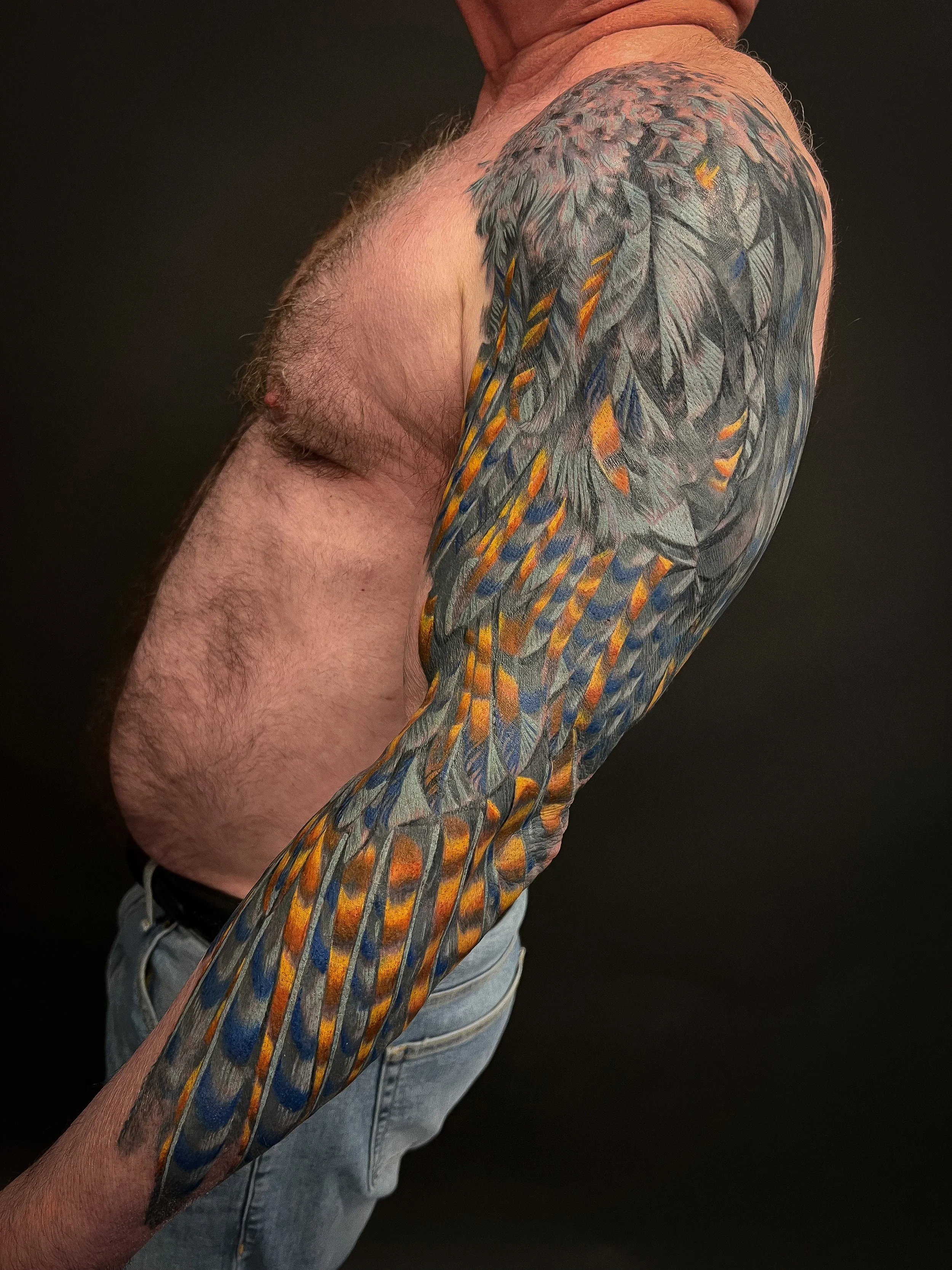 Shamanic abstract bird owl hawk bluebird sleeve-1.jpg