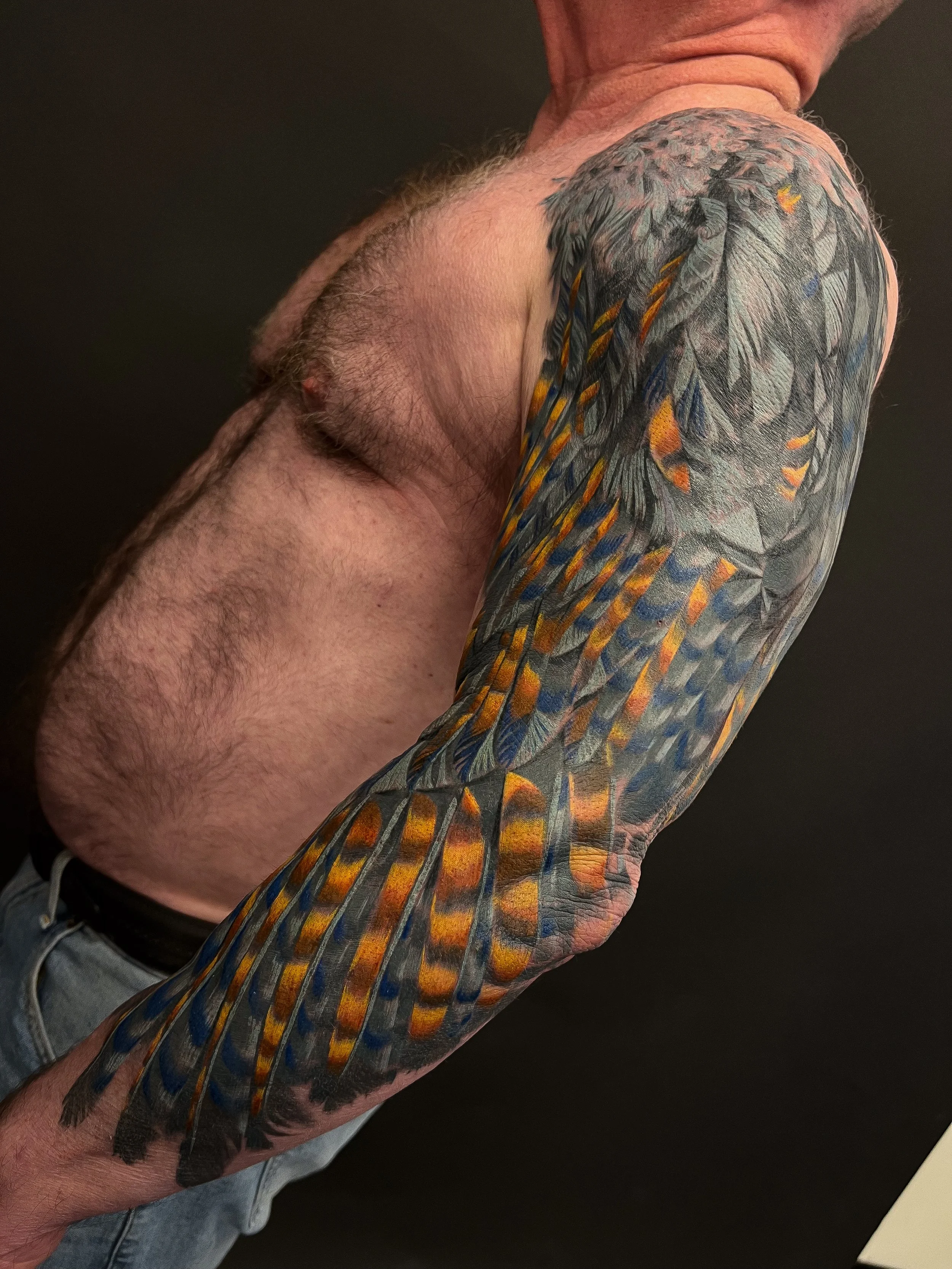 Shamanic abstract bird owl hawk bluebird sleeve-2.jpg