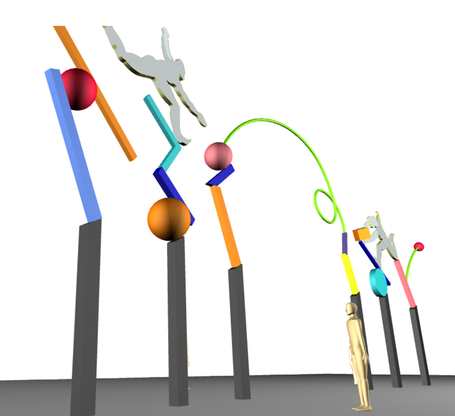  3D CAD representation of structure &amp; figures. 