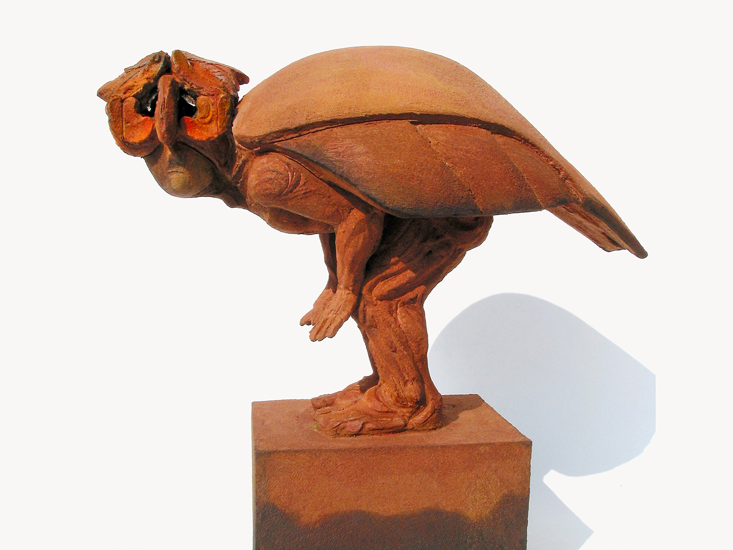  Monsieur Bubo &nbsp; ©&nbsp;  51 cm high x 56 cm wide  Unique.  Bubo Bubo – the owl.  Here, a human form seems to have occupied a shell-like body with an owl mask. He crouches uneasily and looks anxiously through his new eyes. “He crept out of the s