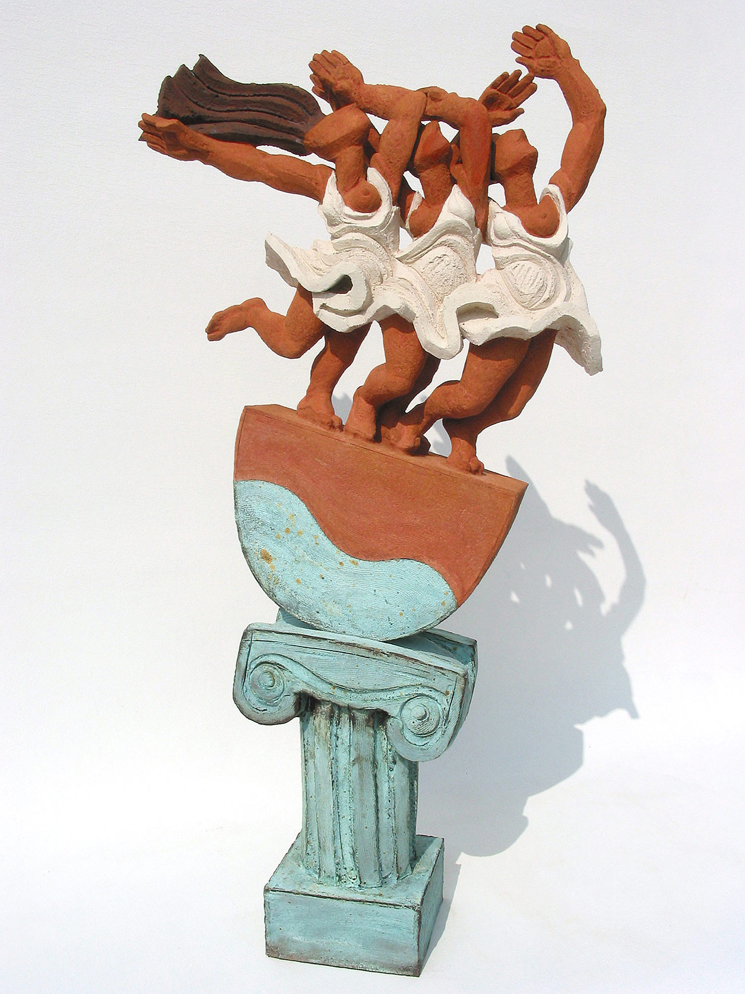 Siren Song © 91 cm high x 46 cm wide Unique The classical call of temptation in Marilyn Monroe skirts. This piece is bathed in the warm sun of the Mediterranean and references the neoclassical paintings of ‘The Bathers’ or ‘Women Running on the Beach’ by Pablo Picasso.