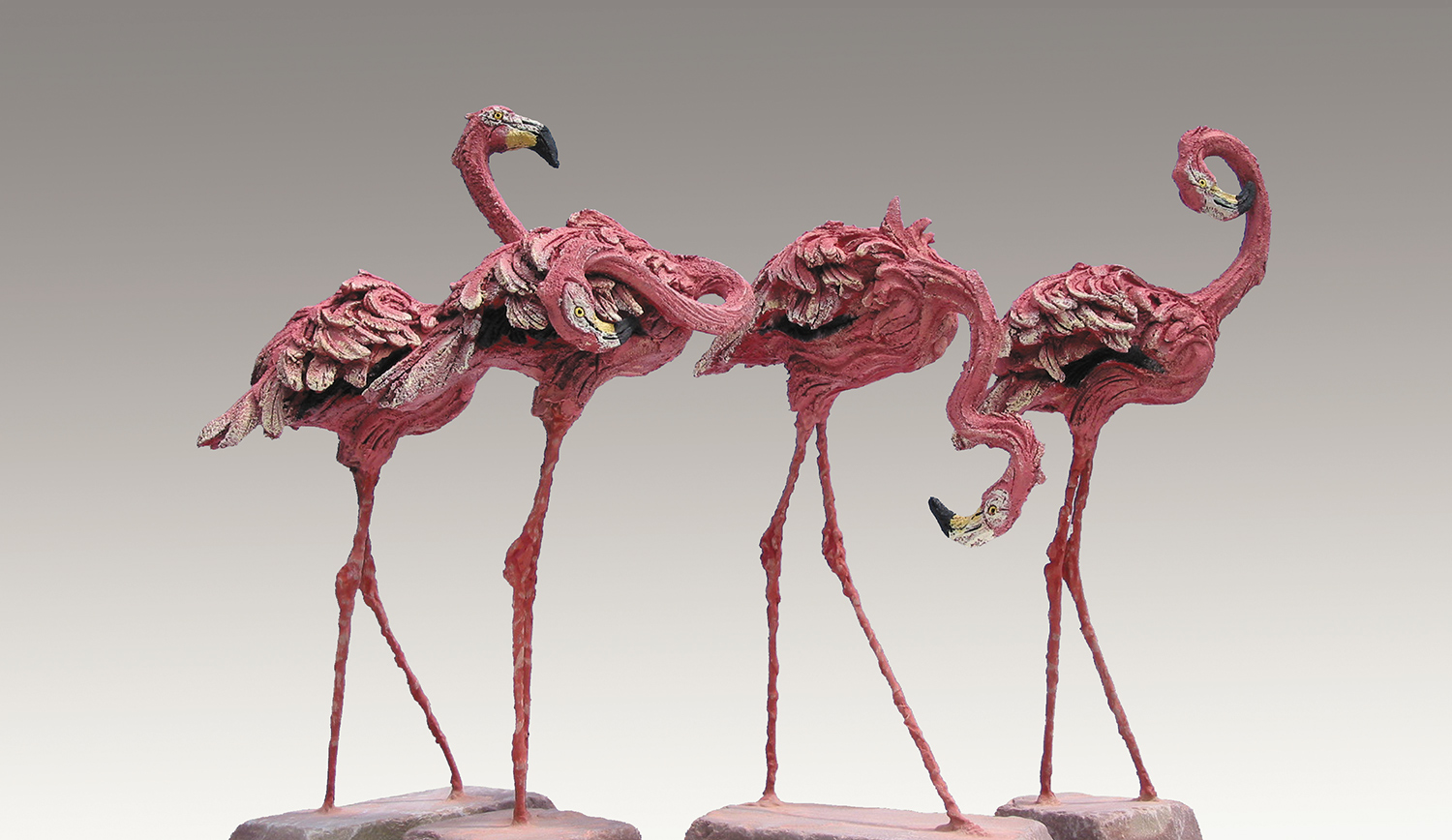  Flocking Pink &nbsp; ©  63 cm high x 83 cm wide (size of group of 4)  Unique 