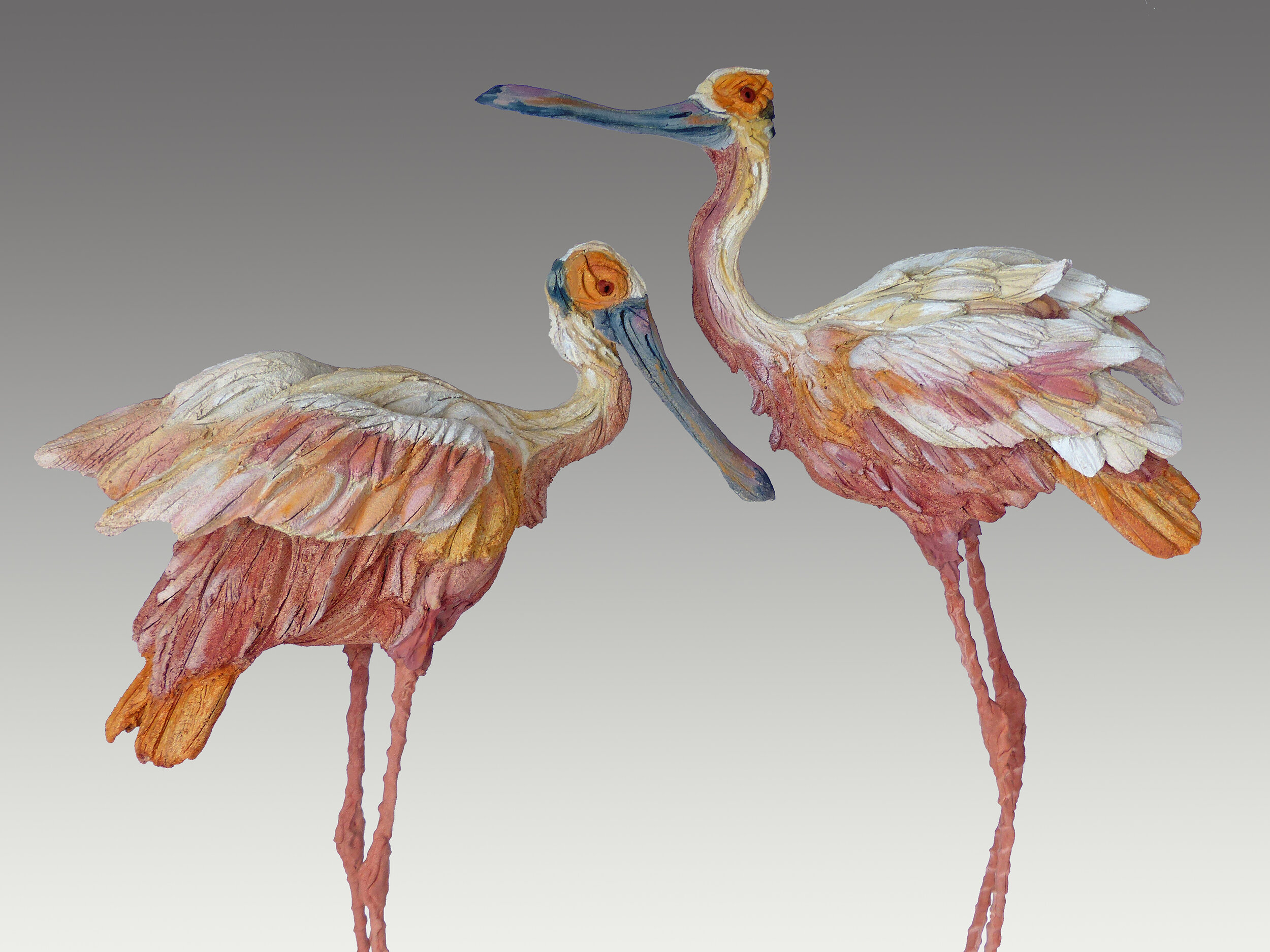  Roseate Spoonbills &nbsp; ©    63 cm high x 83 cm wide (size of group of 4)    Unique 