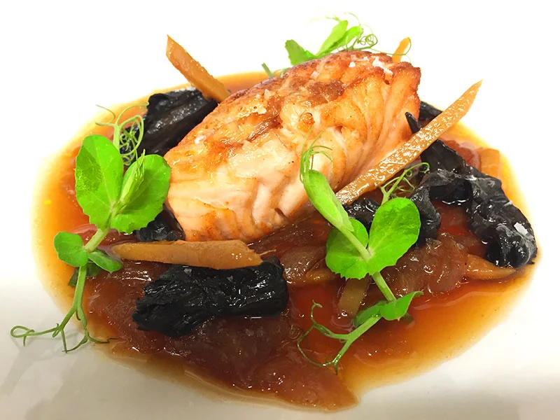 Salmon con jugos asiáticos
