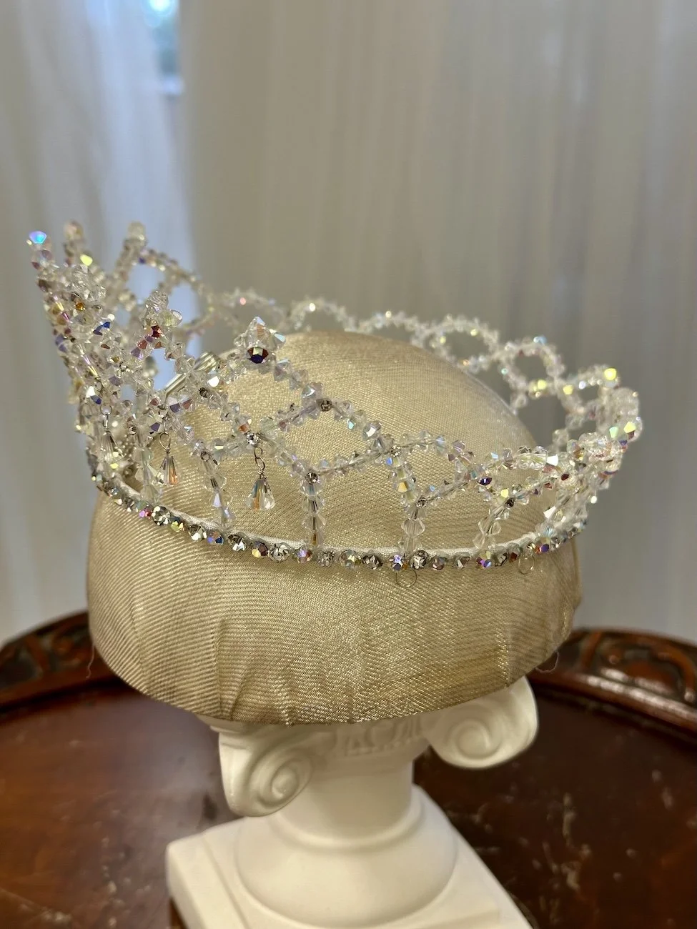 AB crystal wedding crown expertly restored to 1959 beauty.