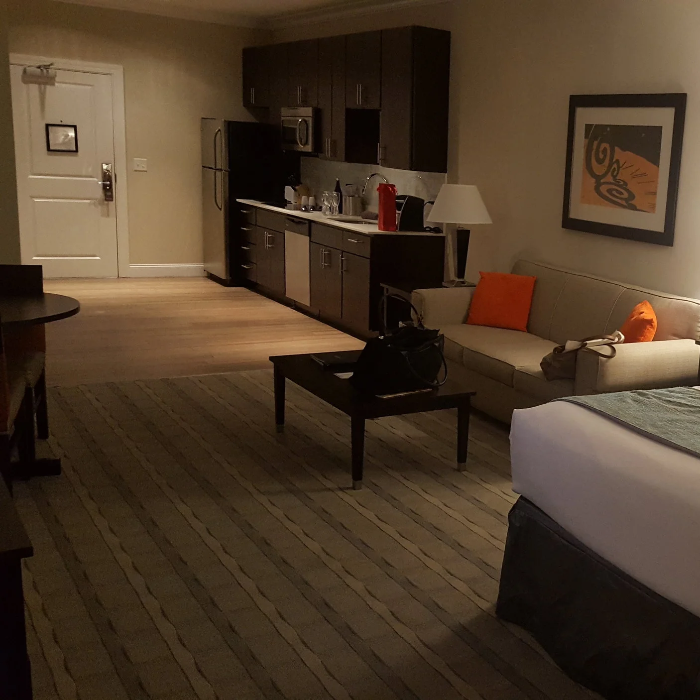 Our spacious studio suite was homey at the Pavilion Grand Hotel . We took a power nap after arrival to ready ourselves for a great dinner in Saratoga Springs. Denise and Katie arrived before dinner and we popped a bottle of champagne. 