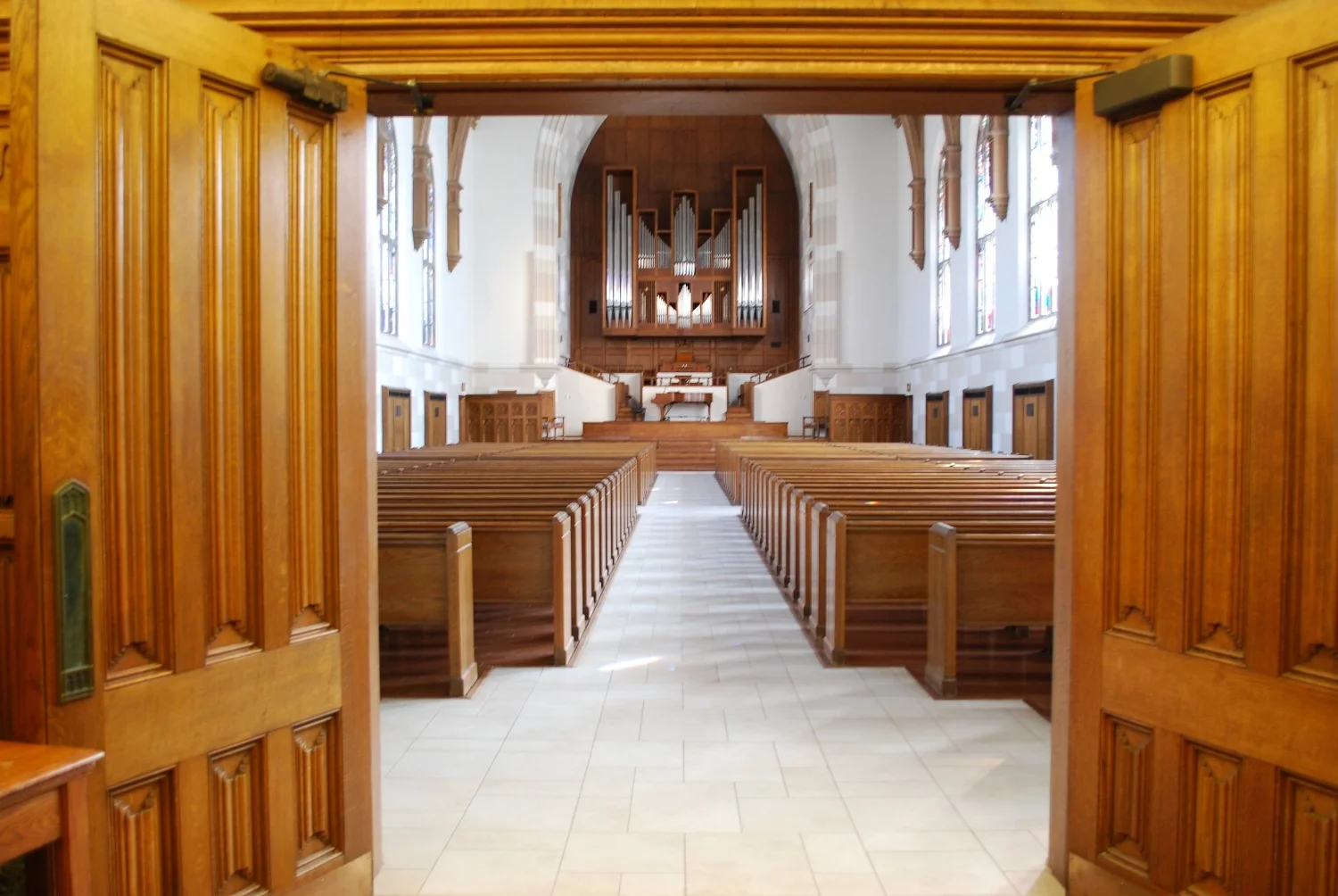 You will find 62 pews inside this beautiful chapel---a dream aisle for a bridal designer...and the bride! 