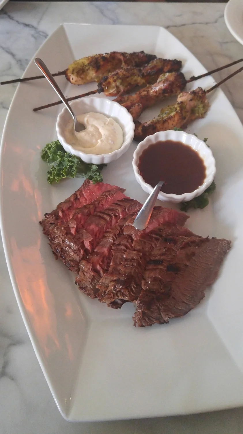 The flank steak and, melt in your mouth, marinated chicken were excellent!