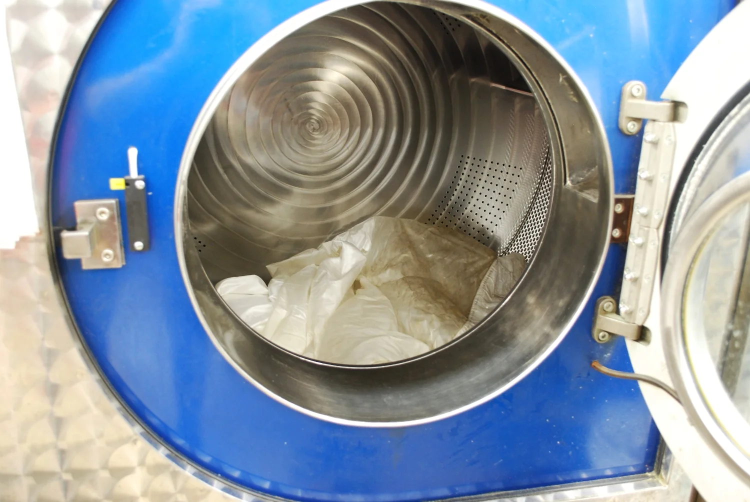 Her dress was then put into the Perc machine for dry cleaning.