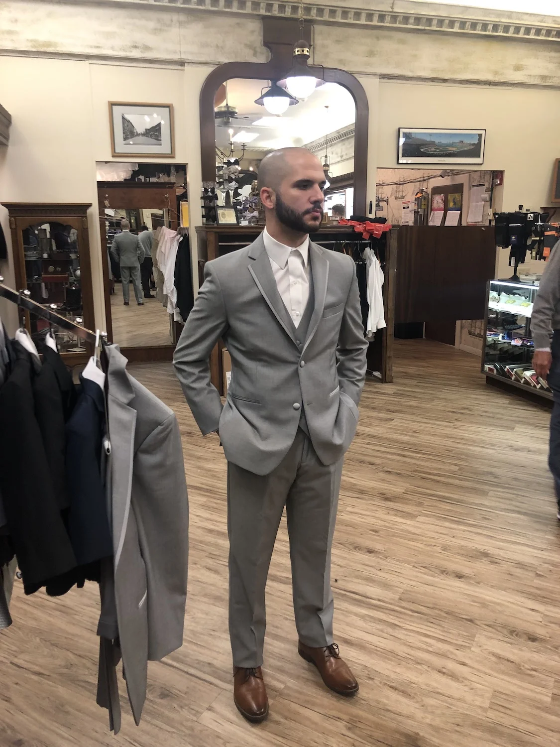 Joe agreed to come to Martha’s Vineyard and committed to a short stint as our male model on our final day of shooting. I relied upon the expertise of Anthony Avedisian, owner of Biltmore Tuxedos in Ridgewood, NJ, to help with Joe’s wedding attire.