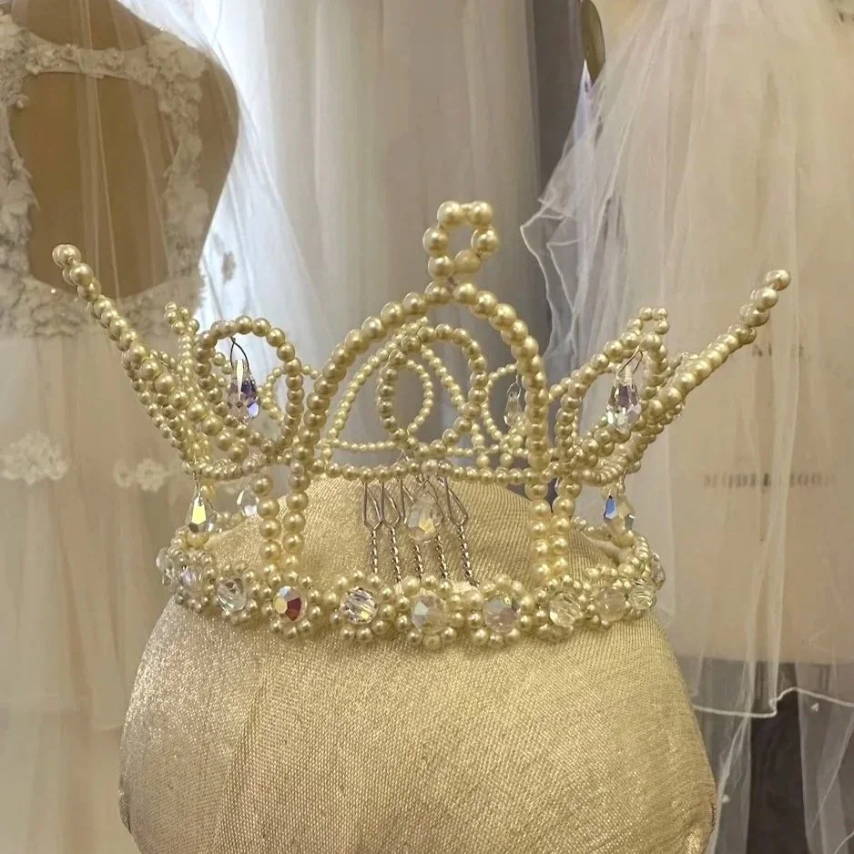 Beautiful 1961 wedding crown replica made from grandmother's dismantled headpiece designed by Marie Hunt.
