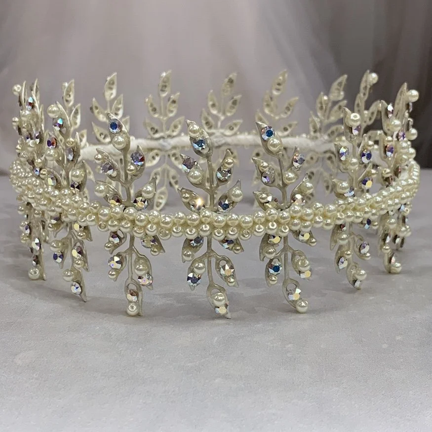 1960s wedding crown expertly restored after it was ruined by a NYC milliner.
