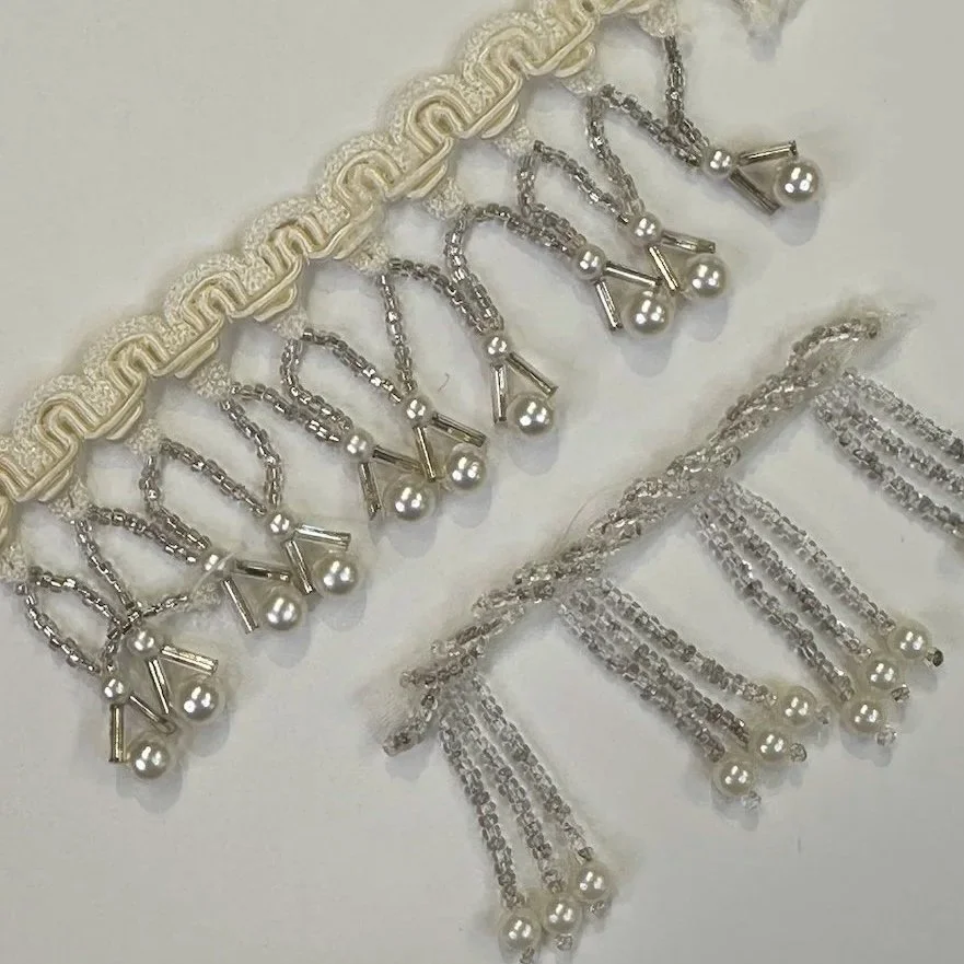 Hand cleaned vintage Rocaille beaded fringe ready to use to repurpose moms headpiece.