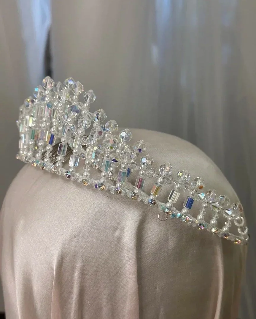 1964 crystal and pearl bridal crown that has been restored and updated.