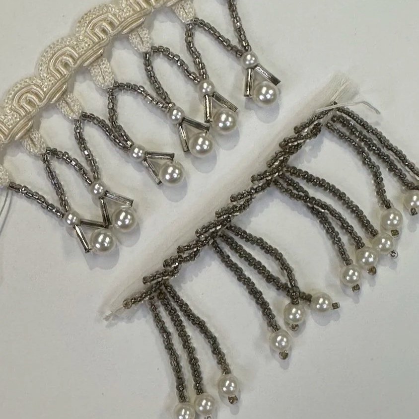 Tarnished Rocaille beaded fringe from a vintage headpiece.