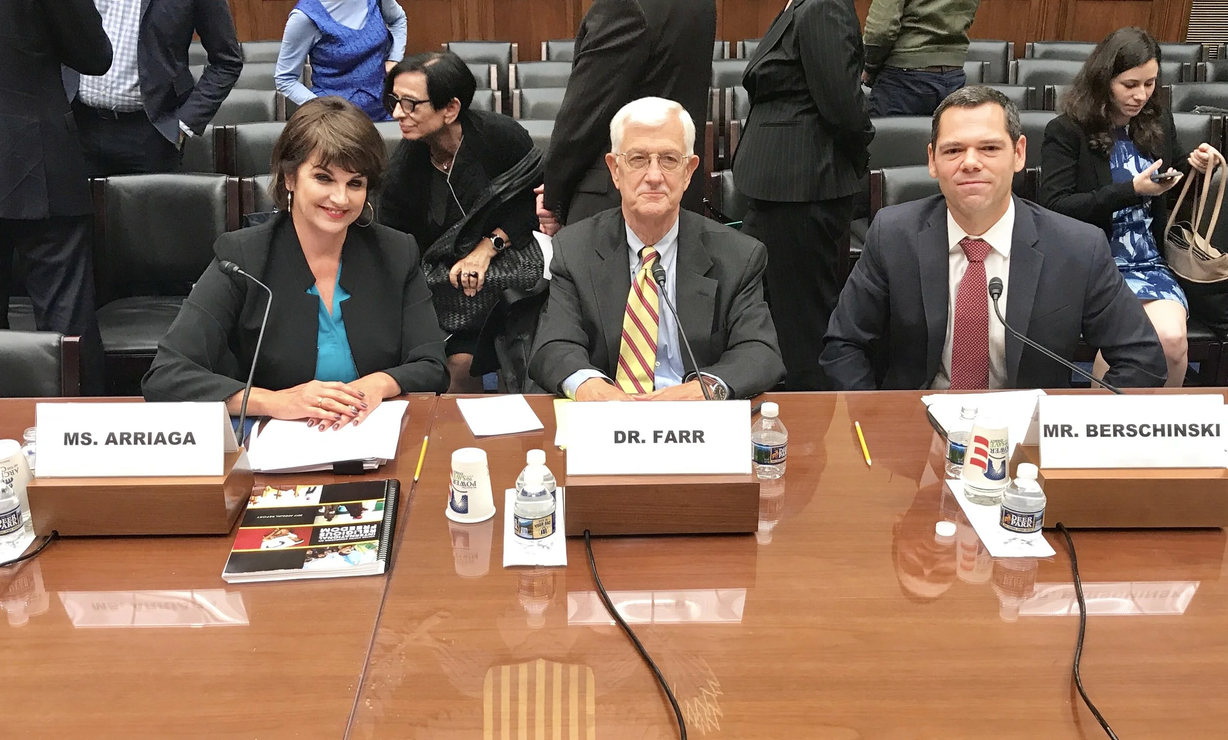 Kristina Arriaga, United States Commission on International Religious Freedom, Thomas Farr, Religious Freedom Institute, Rob Berschinski, Human Rights First (L-R)
