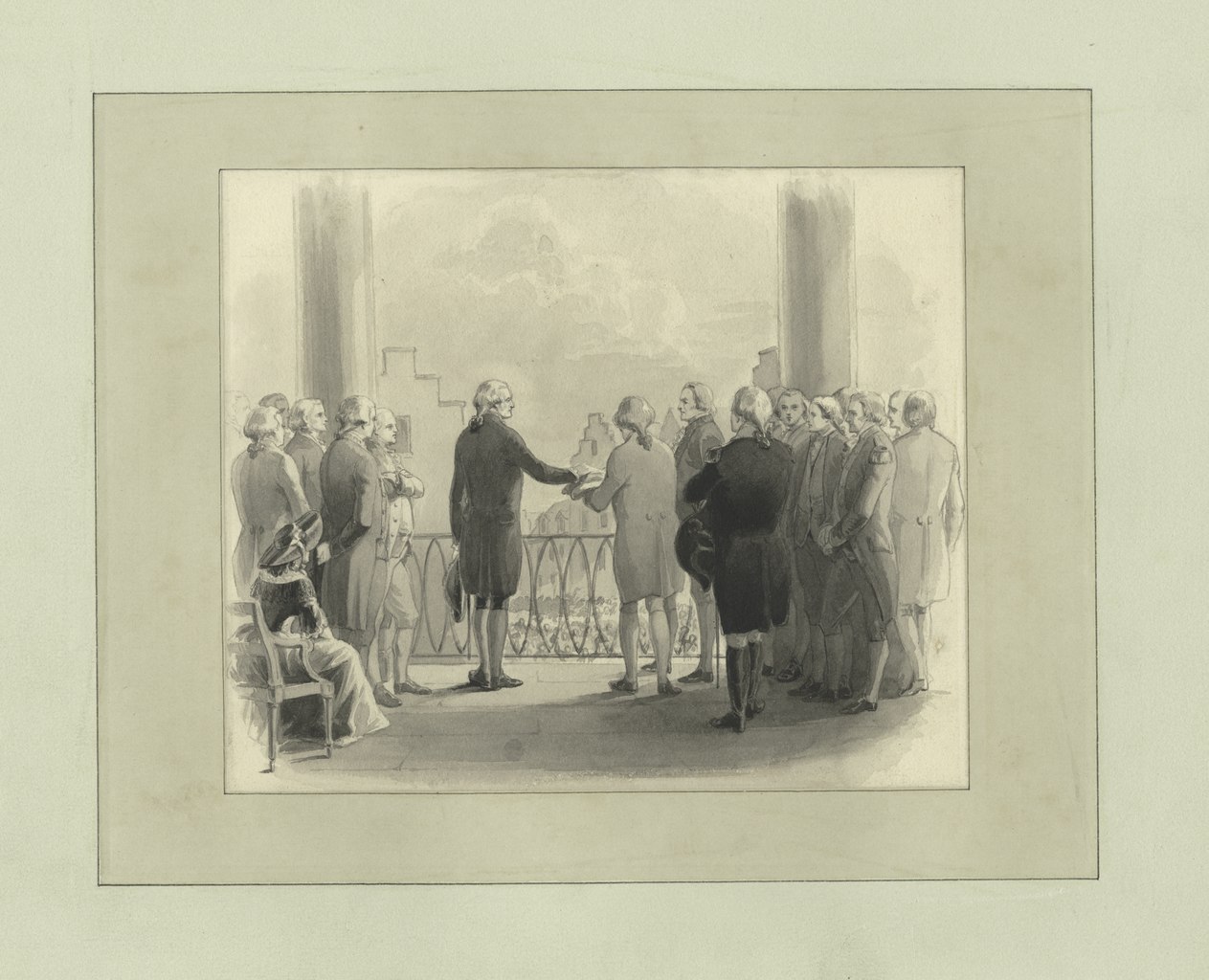 "Washington swearing the oath of office," Source: New York Public Library's Digital Collection.&nbsp;