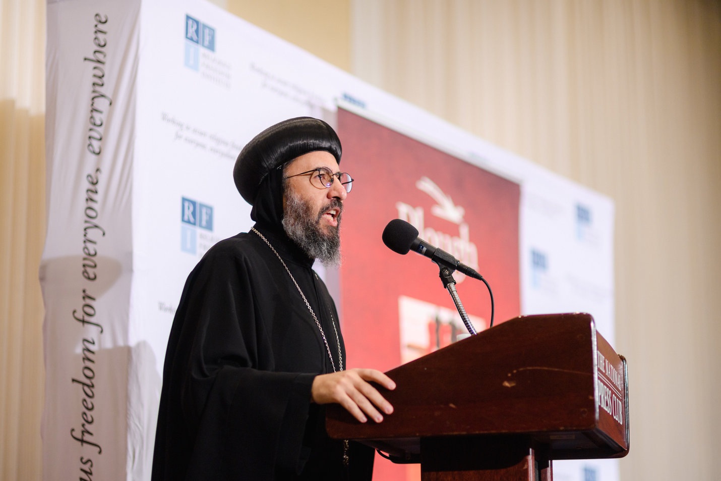  Archbishop Angaelos, Coptic Orthodox Archbishop of London, delivers a keynote address on the impact of the 21 martyrs four years after they were killed in Libya.  