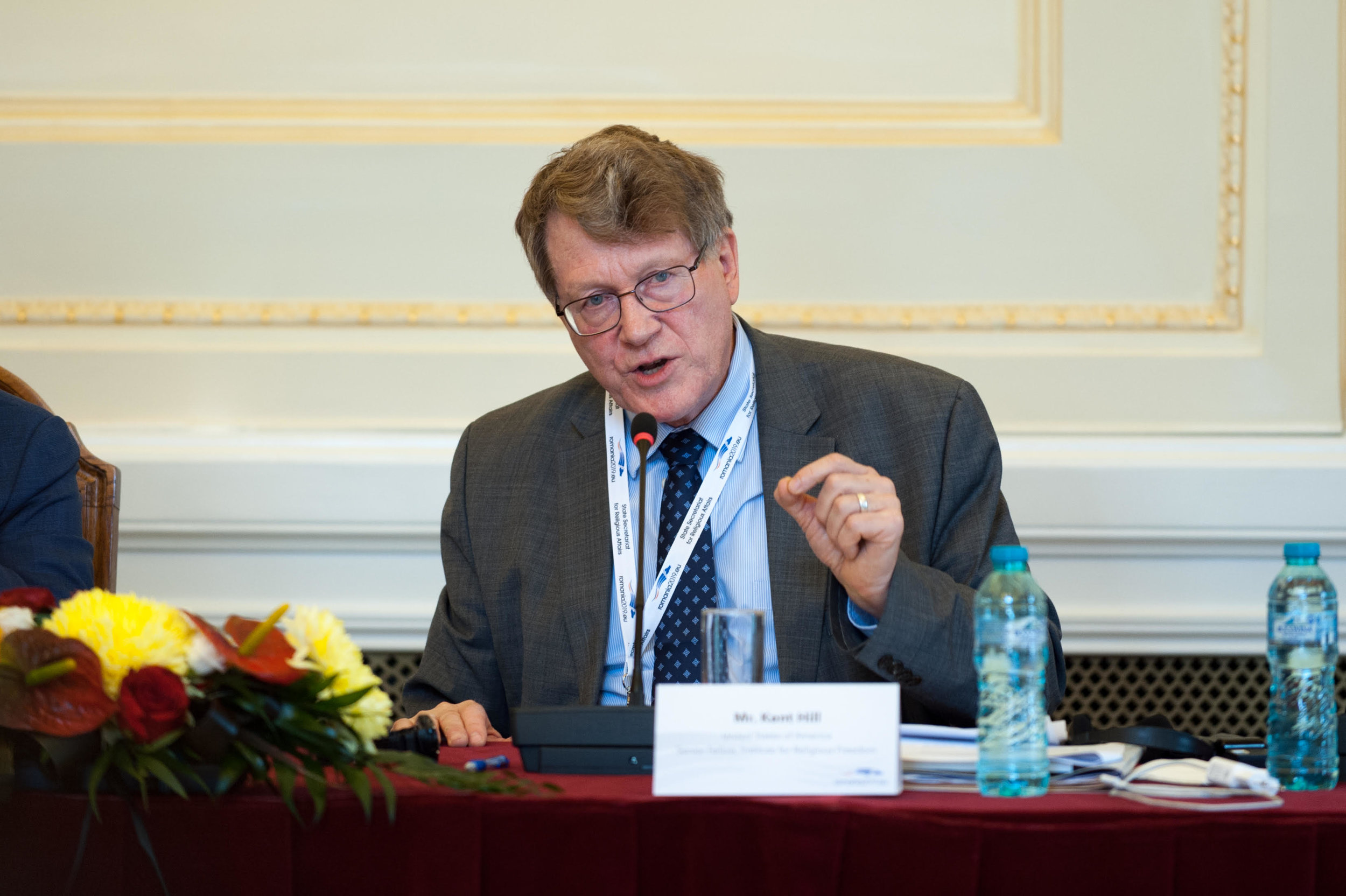Kent Hill, Senior Fellow for Eurasia, Middle East, and Islam delivers remarks in Bucharest, Romania.