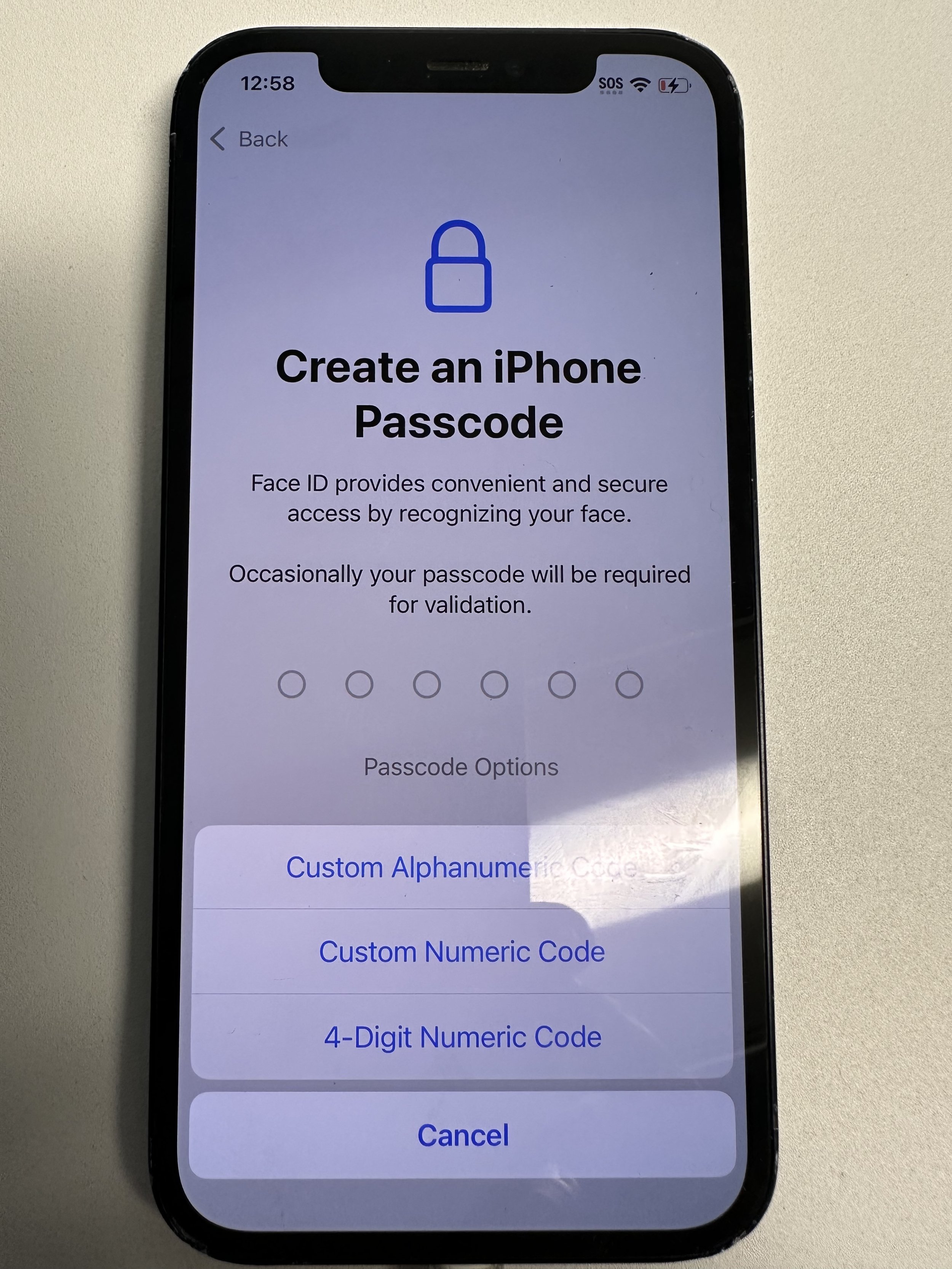 if it doesn’t show 6-digit passcode option by default, tap passcode options