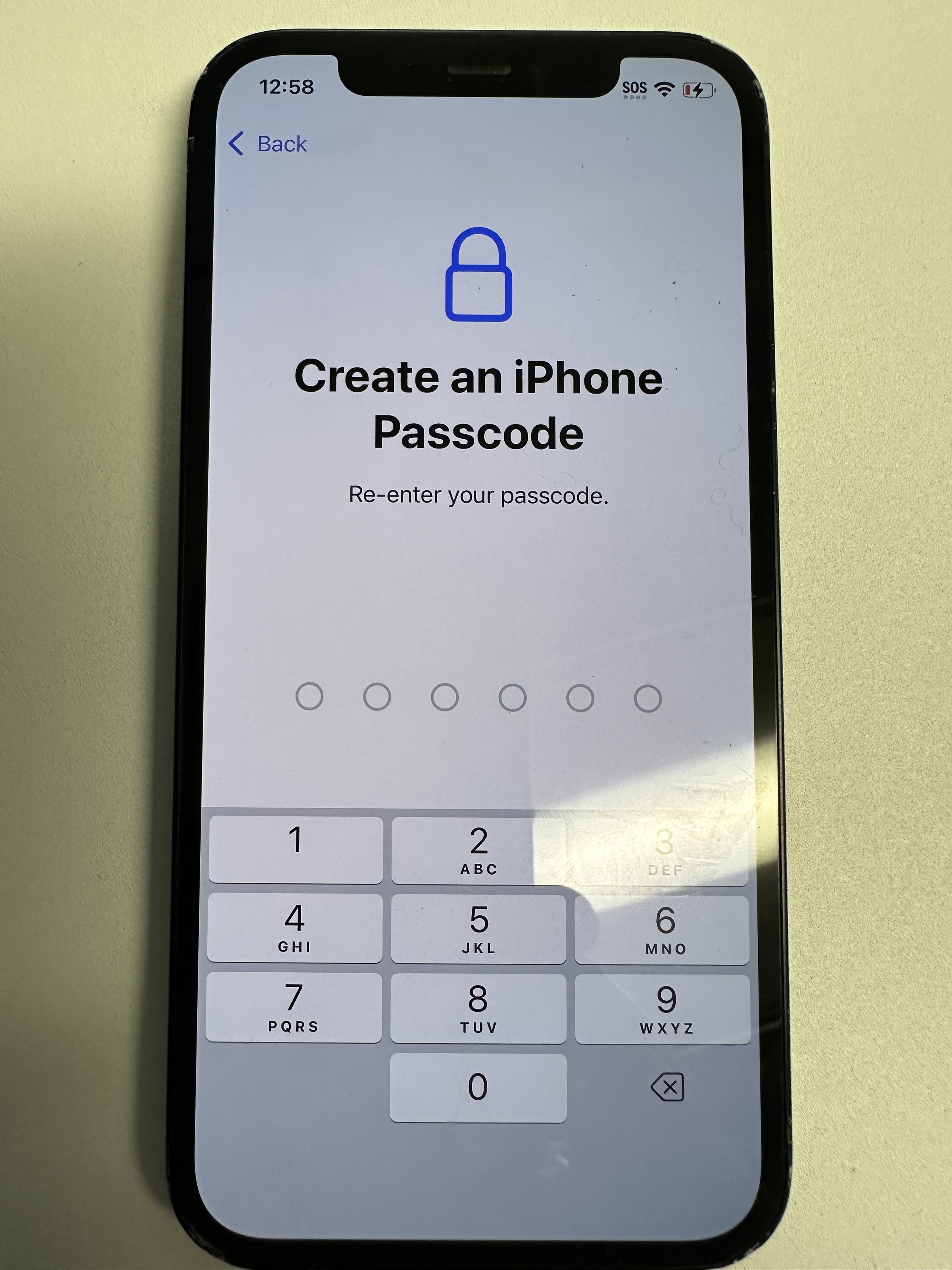 reenter same passcode