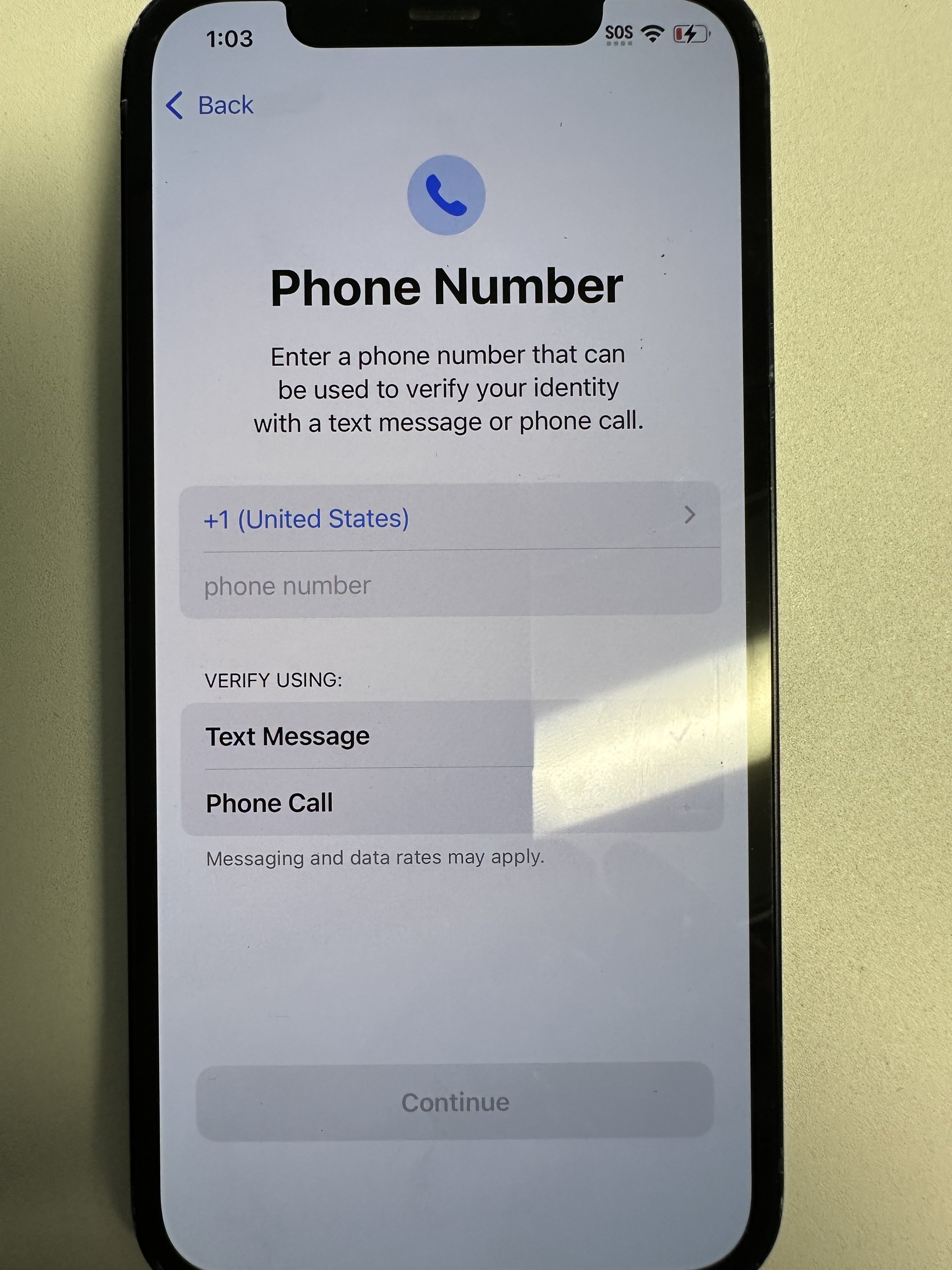 enter phone number to be used when you forget your Apple PW